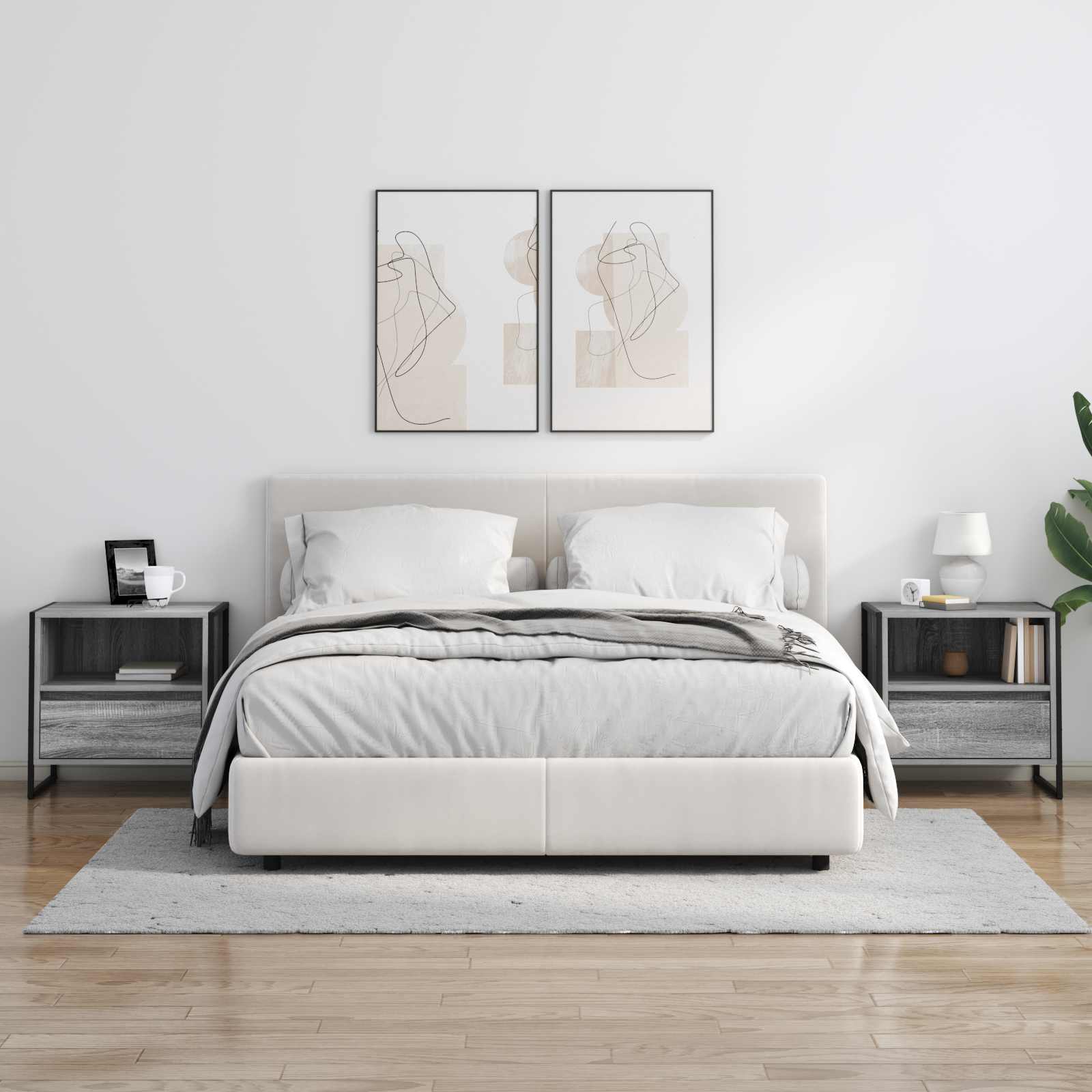 Nachtkastje 2 pcs Grijs Sonoma 50 x 39,5 x 50 cm Bewerkt hout is nu te koop bij PeponiXL, paradijselijk wonen!