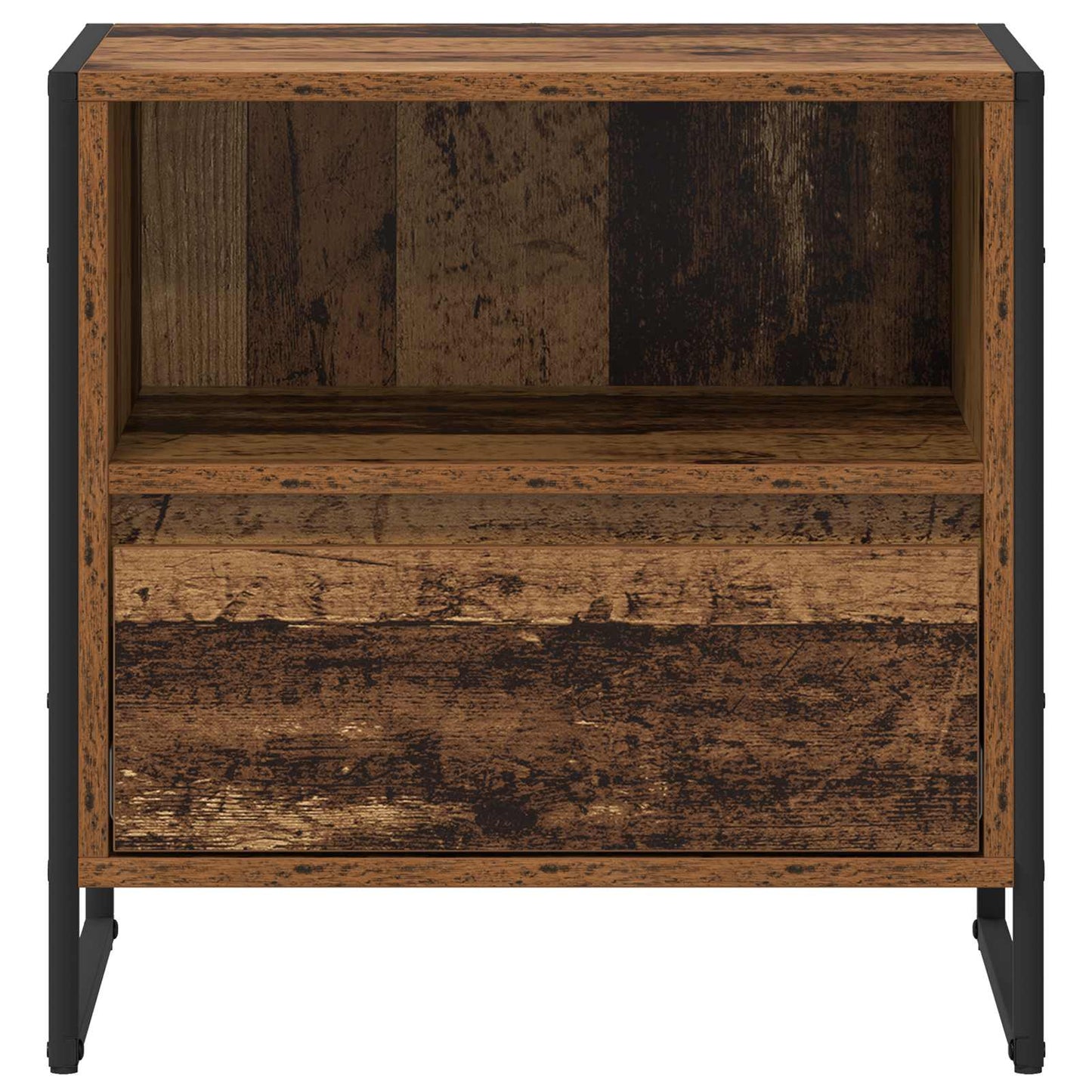 Nachtkastje met lade Oud Hout 50 x 39,5 x 50 cm Bewerkt hout is nu te koop bij PeponiXL, paradijselijk wonen!