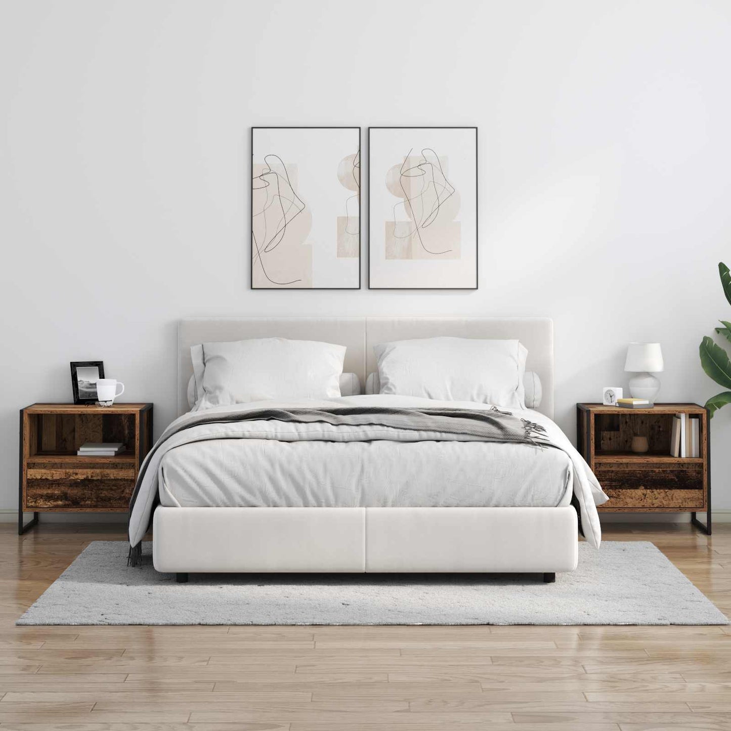 Nachtkastje 2 pcs Oud Hout 50 x 39,5 x 50 cm Bewerkt hout is nu te koop bij PeponiXL, paradijselijk wonen!