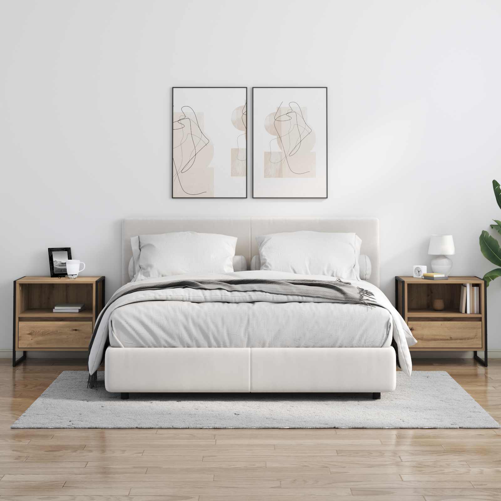 Nachtkastje Ambachtelijk eiken 50 x 39,5 x 50 cm Bewerkt hout is nu te koop bij PeponiXL, paradijselijk wonen!