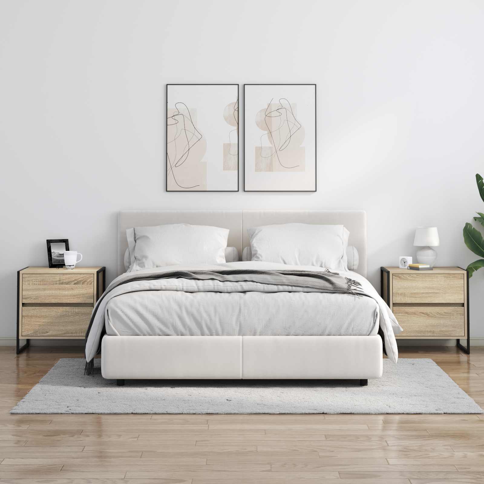 Nachtkastje 2 pcs Sonoma 50 x 39,5 x 50 cm Bewerkt hout is nu te koop bij PeponiXL, paradijselijk wonen!