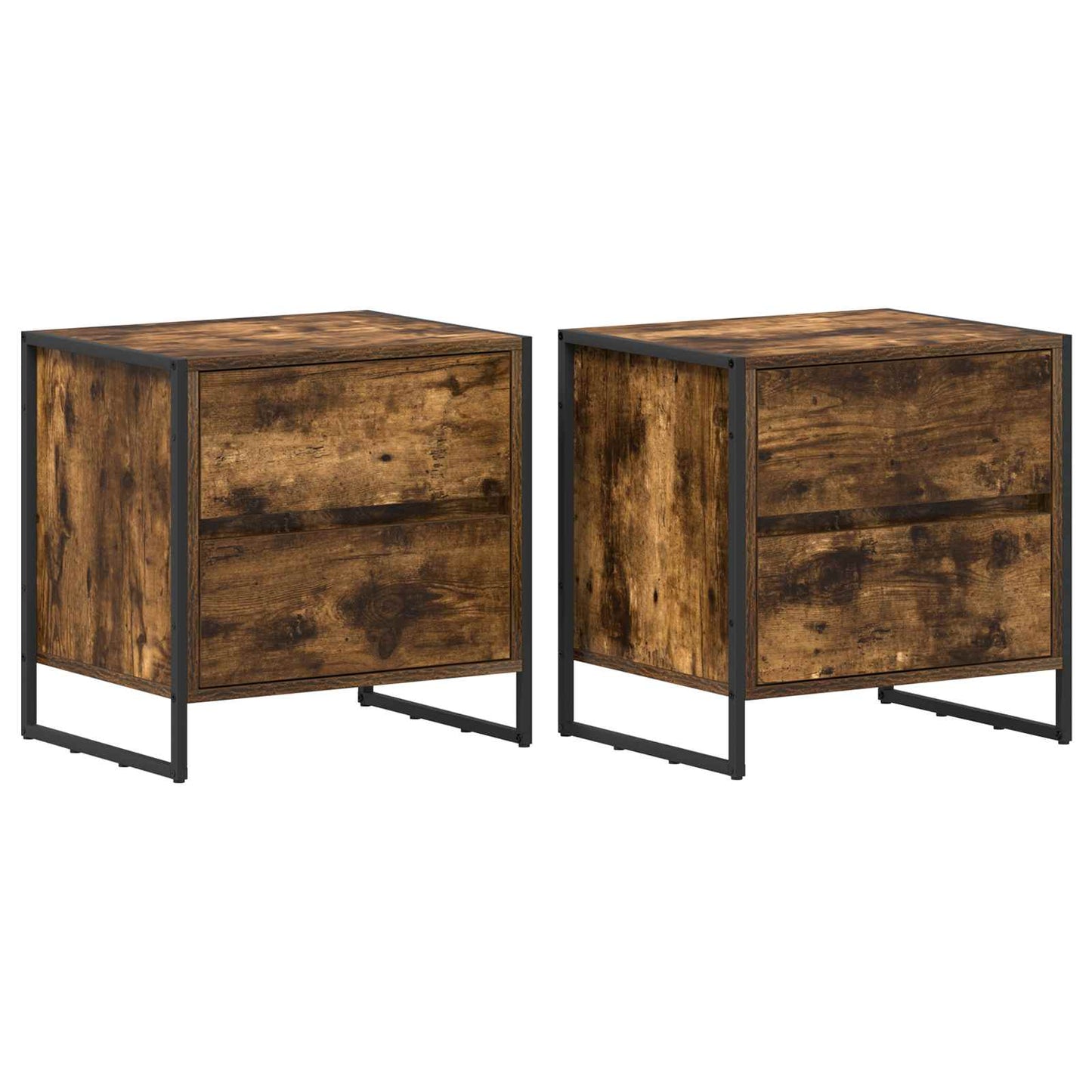 Nachtkastje 2 pcs Rook Eik 50 x 39,5 x 50 cm Bewerkt hout is nu te koop bij PeponiXL, paradijselijk wonen!