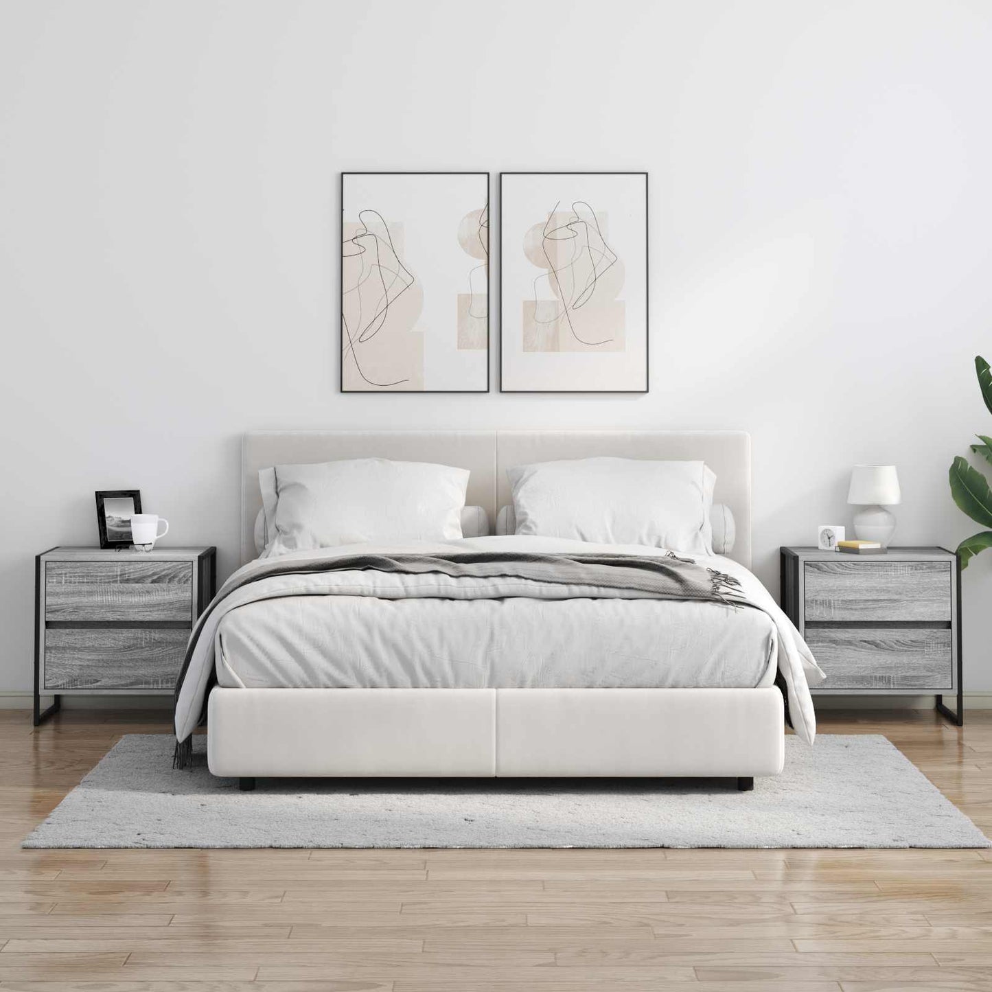 Nachtkastje 2 pcs Grijs Sonoma 50 x 39,5 x 50 cm Bewerkt hout is nu te koop bij PeponiXL, paradijselijk wonen!