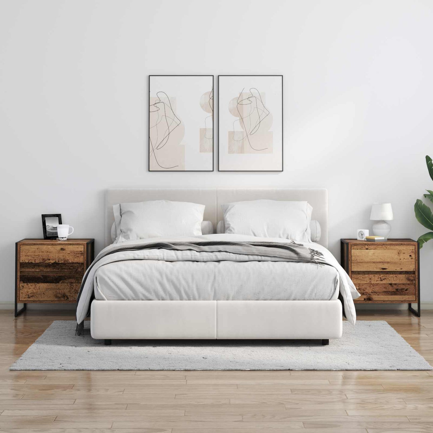 Nachtkastje 2 pcs Oud Hout 50 x 39,5 x 50 cm Bewerkt hout is nu te koop bij PeponiXL, paradijselijk wonen!