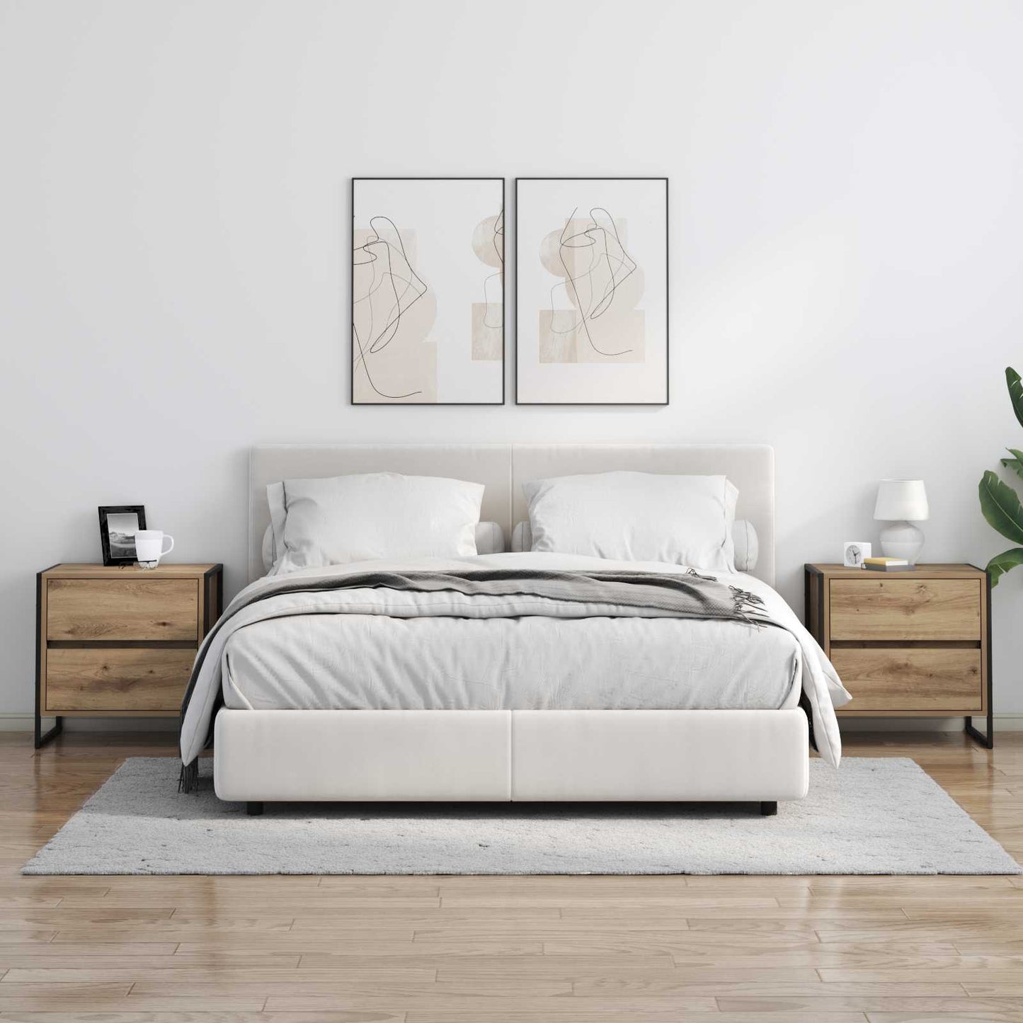 Nachtkastje met lade 2 pcs Ambachtelijk eiken 50 x 39,5 x 50 cm is nu te koop bij PeponiXL, paradijselijk wonen!