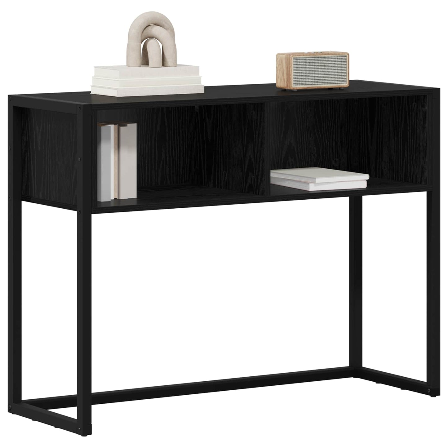 Bijzettafel Zwart Eiken 100 x 36 x 75 cm Bewerkt hout is nu te koop bij PeponiXL, paradijselijk wonen!