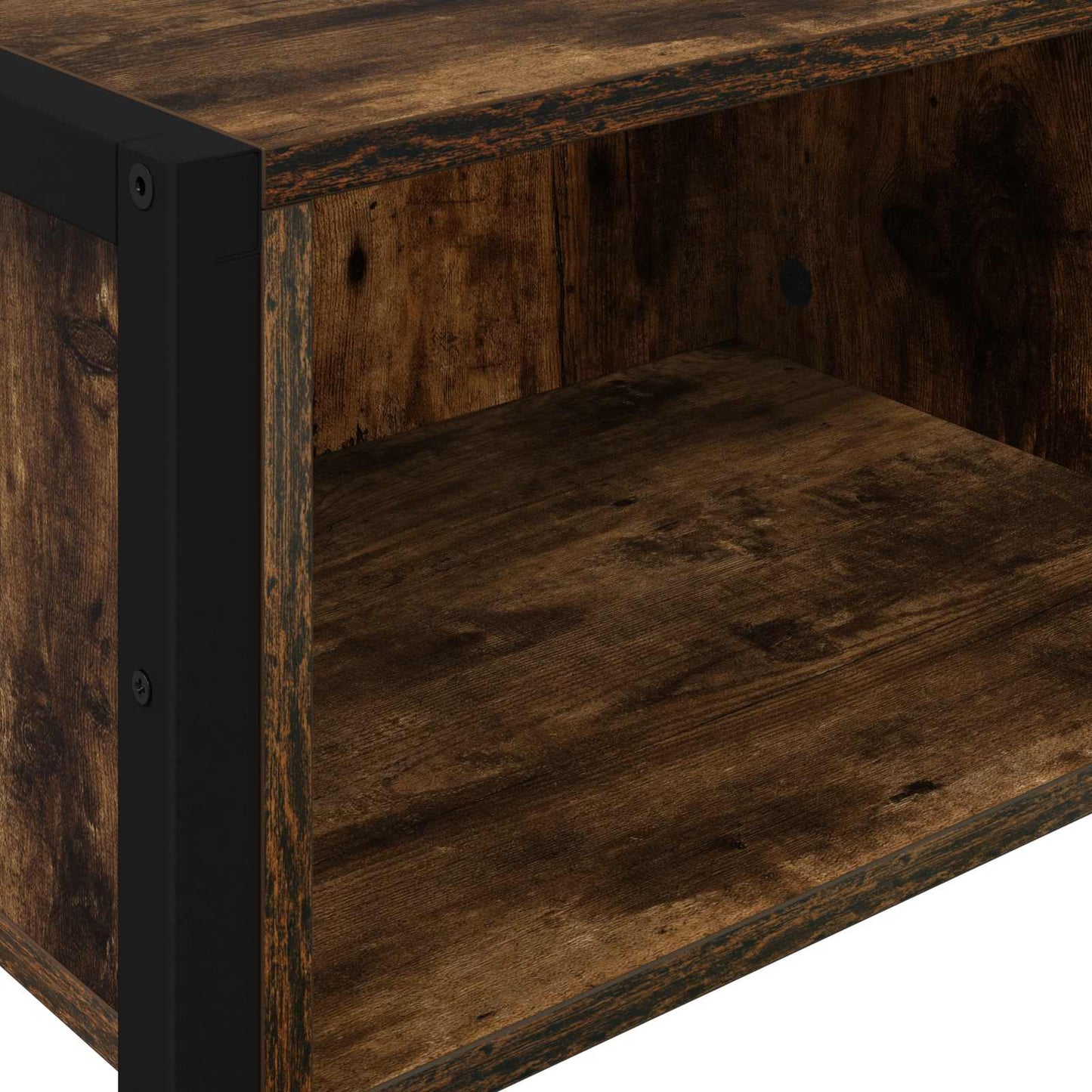 Bijzettafel met opslag Rook Eik 100 x 36 x 75 cm Bewerkt hout is nu te koop bij PeponiXL, paradijselijk wonen!