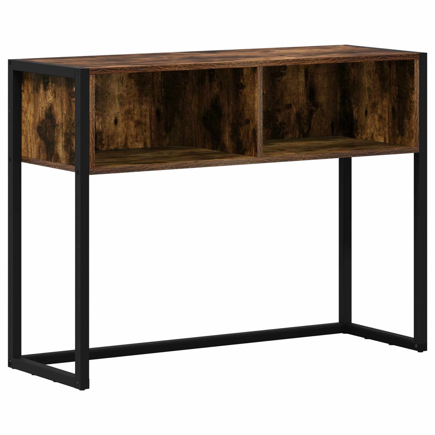 Bijzettafel met opslag Rook Eik 100 x 36 x 75 cm Bewerkt hout is nu te koop bij PeponiXL, paradijselijk wonen!