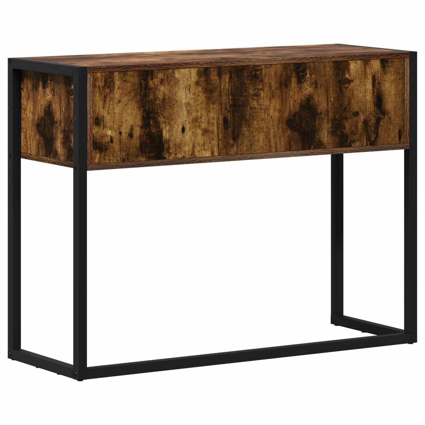 Bijzettafel met opslag Rook Eik 100 x 36 x 75 cm Bewerkt hout is nu te koop bij PeponiXL, paradijselijk wonen!