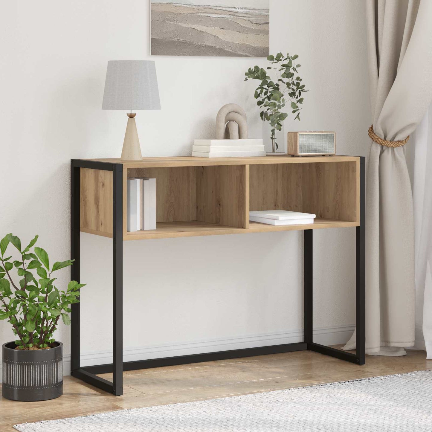 Bijzettafel Ambachtelijk eiken 100 x 36 x 75 cm Bewerkt hout is nu te koop bij PeponiXL, paradijselijk wonen!