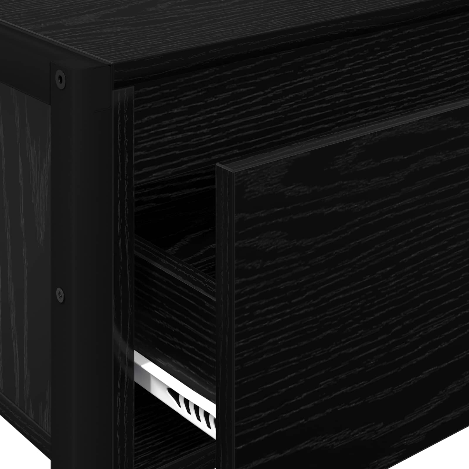 Bijzettafel met lade Zwart Eiken 100 x 36 x 75 cm Bewerkt hout is nu te koop bij PeponiXL, paradijselijk wonen!