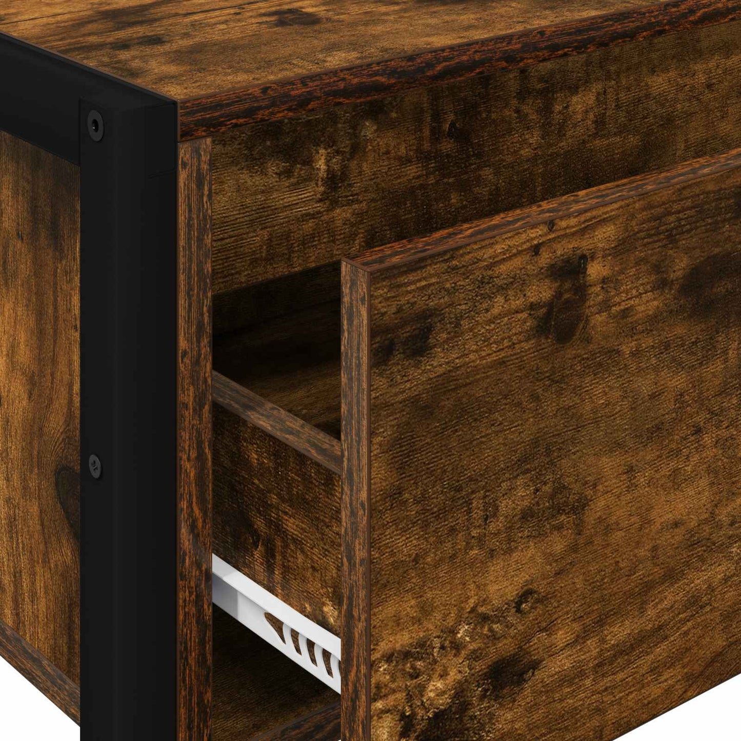 Bijzettafel met lade Rook Eik 100 x 36 x 75 cm Bewerkt hout is nu te koop bij PeponiXL, paradijselijk wonen!