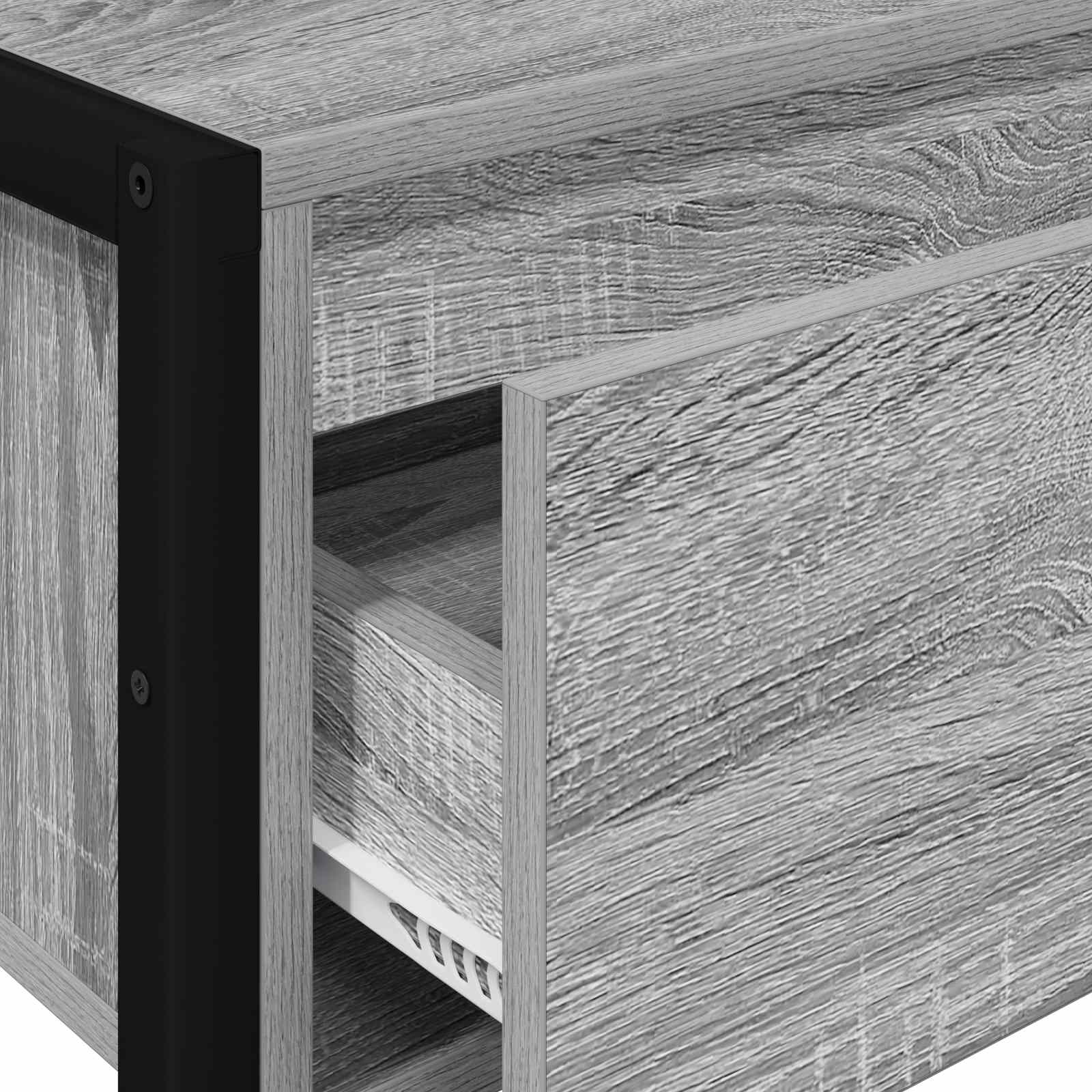 Bijzettafel met lade Grijs Sonoma 100 x 36 x 75 cm Bewerkt hout is nu te koop bij PeponiXL, paradijselijk wonen!