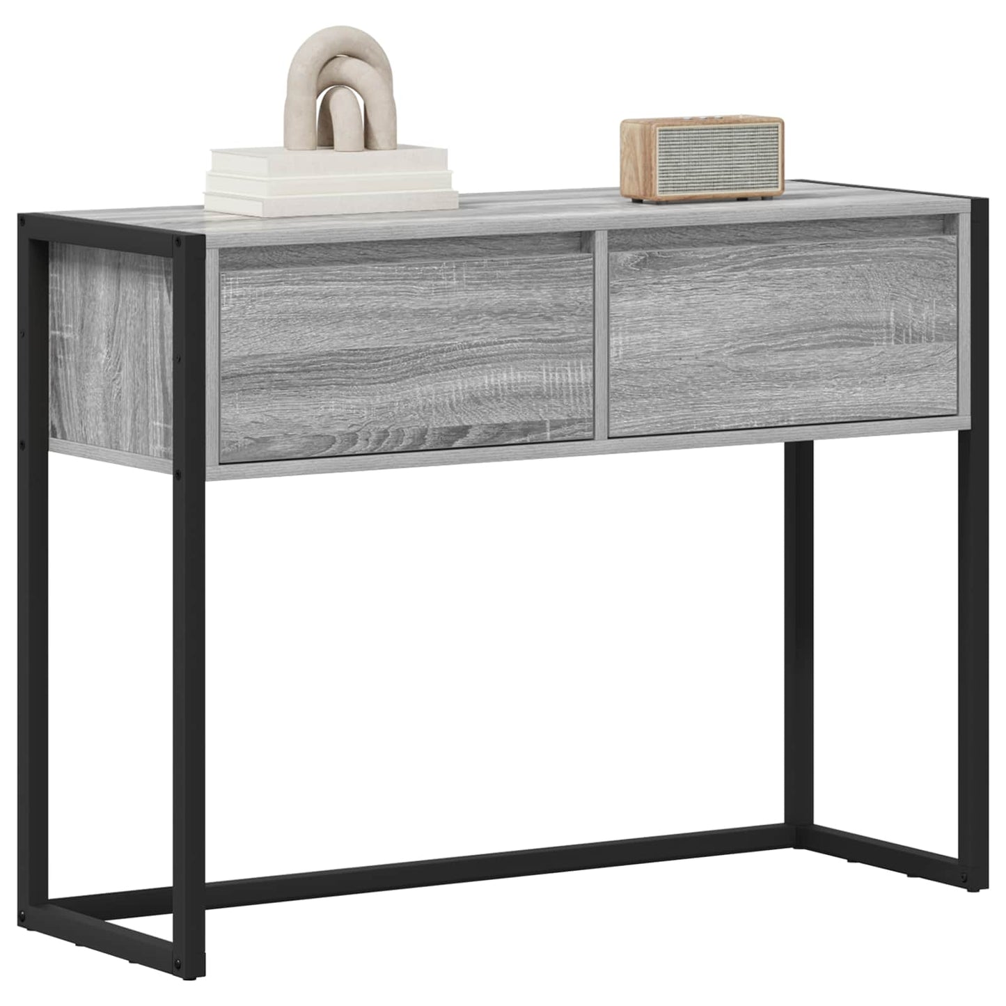 Bijzettafel met lade Grijs Sonoma 100 x 36 x 75 cm Bewerkt hout is nu te koop bij PeponiXL, paradijselijk wonen!