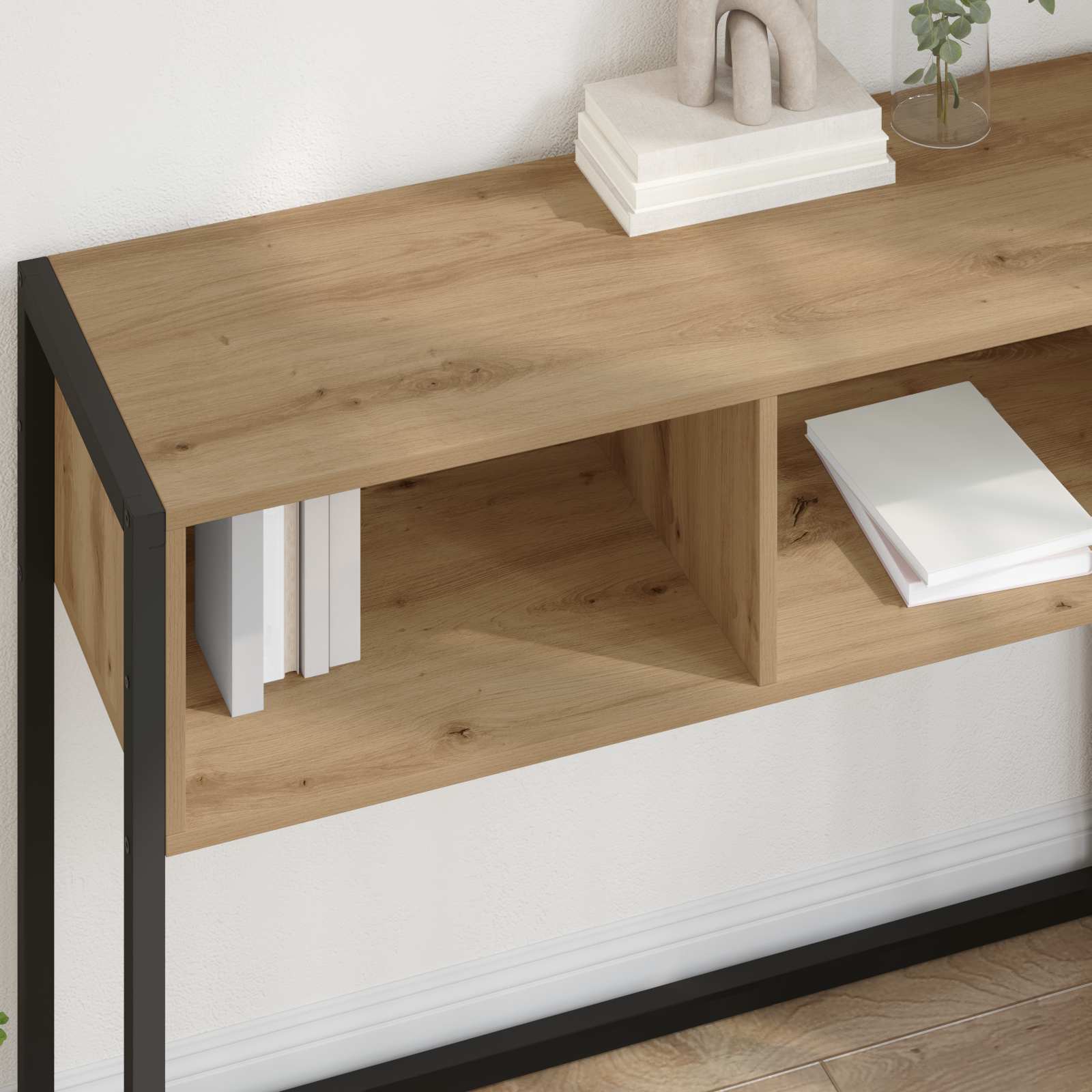 Bijzettafel Ambachtelijk eiken 100 x 36 x 75 cm Bewerkt hout is nu te koop bij PeponiXL, paradijselijk wonen!