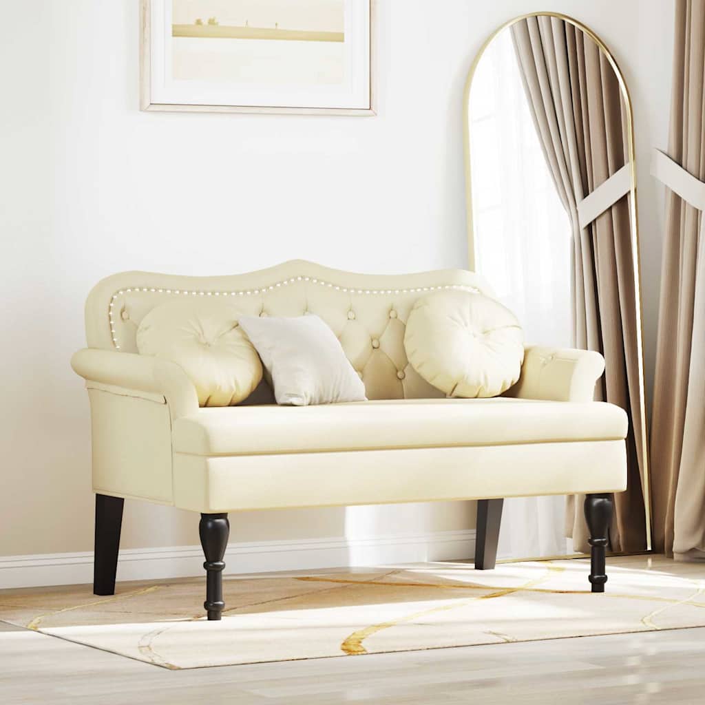 Chesterfield Bank met kussen Crème 120,5 x 65 x 75 cm Nep Leer is nu te koop bij PeponiXL, paradijselijk wonen!