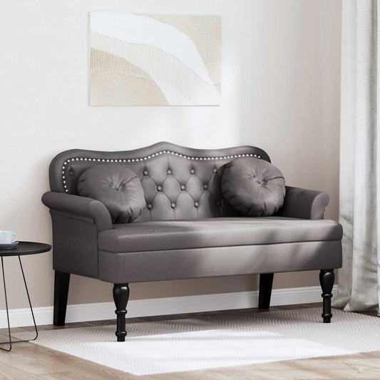 Chesterfield Bank met kussen Grijs 120,5 x 65 x 75 cm Nep Leer is nu te koop bij PeponiXL, paradijselijk wonen!
