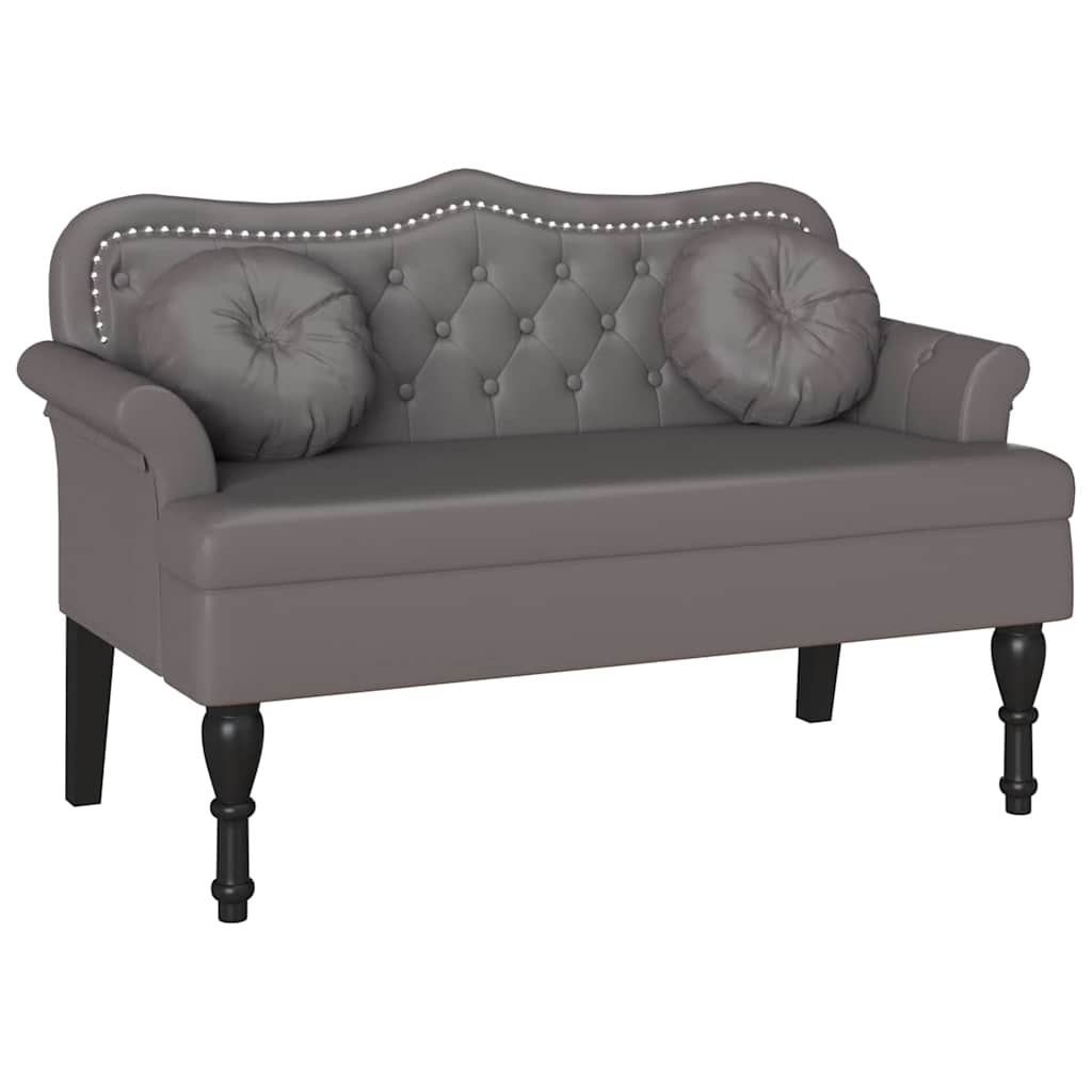 Chesterfield Bank met kussen Grijs 120,5 x 65 x 75 cm Nep Leer is nu te koop bij PeponiXL, paradijselijk wonen!