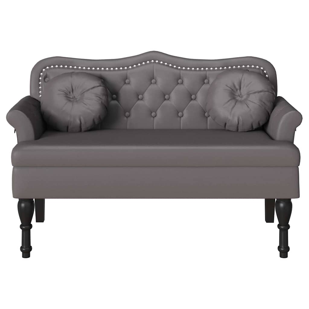 Chesterfield Bank met kussen Grijs 120,5 x 65 x 75 cm Nep Leer is nu te koop bij PeponiXL, paradijselijk wonen!