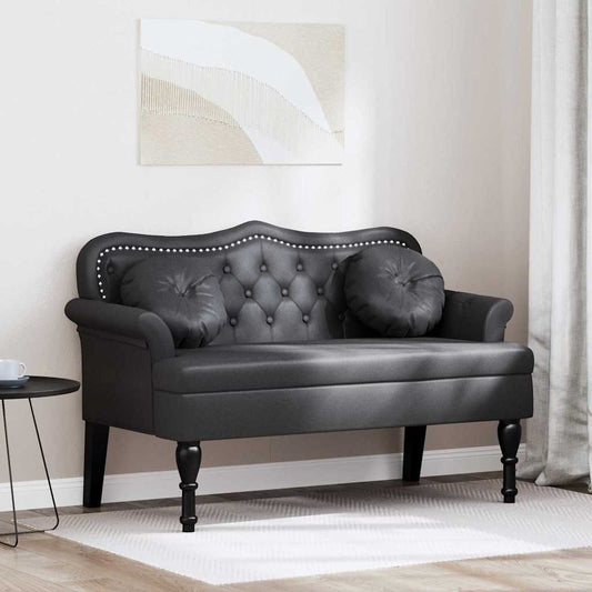 Chesterfield Bank met kussen Zwart 120,5 x 65 x 75 cm Nep Leer is nu te koop bij PeponiXL, paradijselijk wonen!