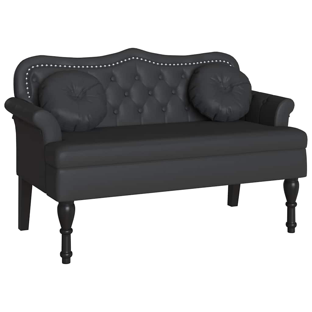 Chesterfield Bank met kussen Zwart 120,5 x 65 x 75 cm Nep Leer is nu te koop bij PeponiXL, paradijselijk wonen!