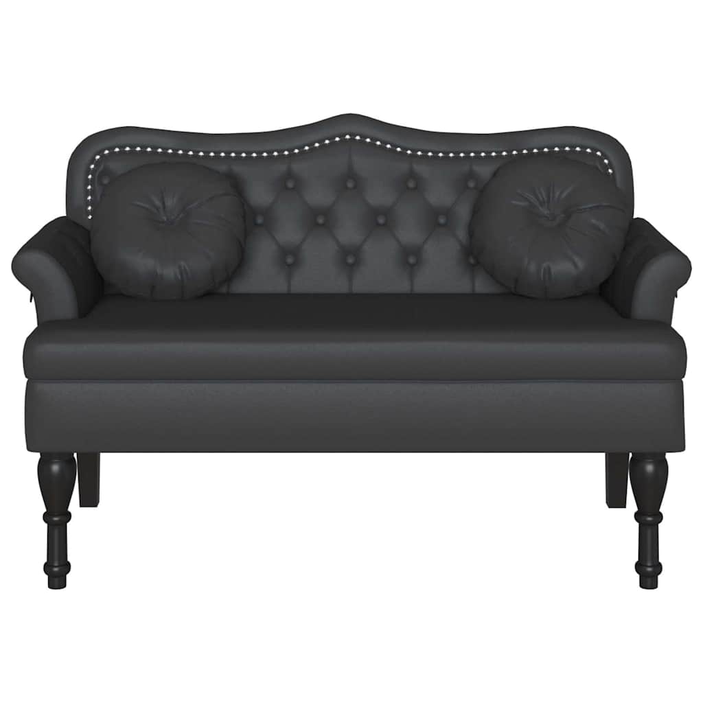 Chesterfield Bank met kussen Zwart 120,5 x 65 x 75 cm Nep Leer is nu te koop bij PeponiXL, paradijselijk wonen!