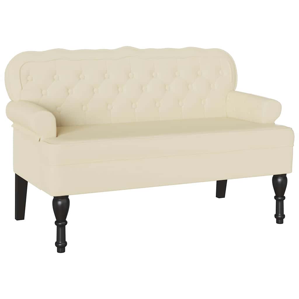 Chesterfield Bank Crème 119,5 x 64,5 x 75 cm Nep Leer is nu te koop bij PeponiXL, paradijselijk wonen!