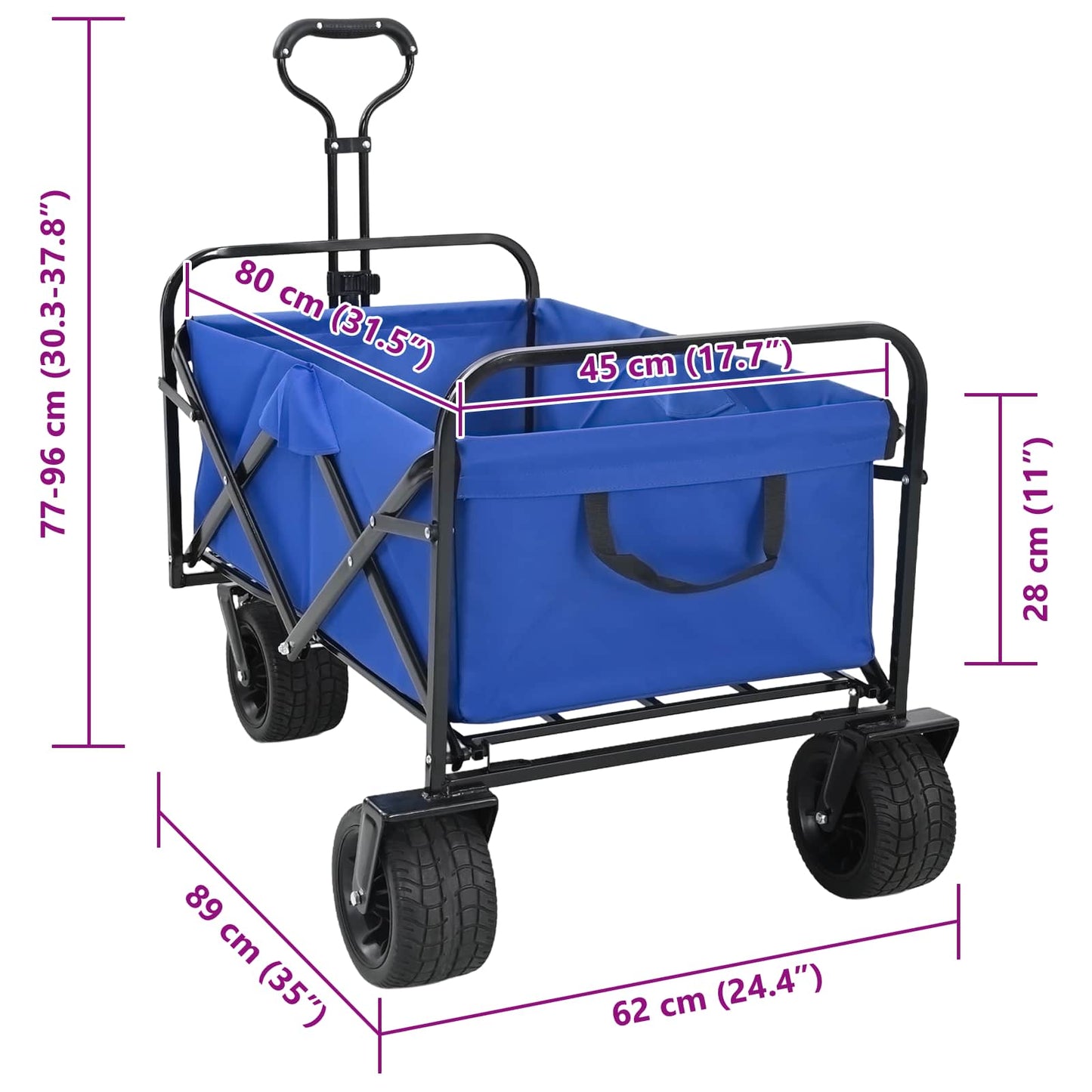 Opvouwbare Wagen Blauw 89 x 63 x 96 cm is nu te koop bij PeponiXL, paradijselijk wonen!