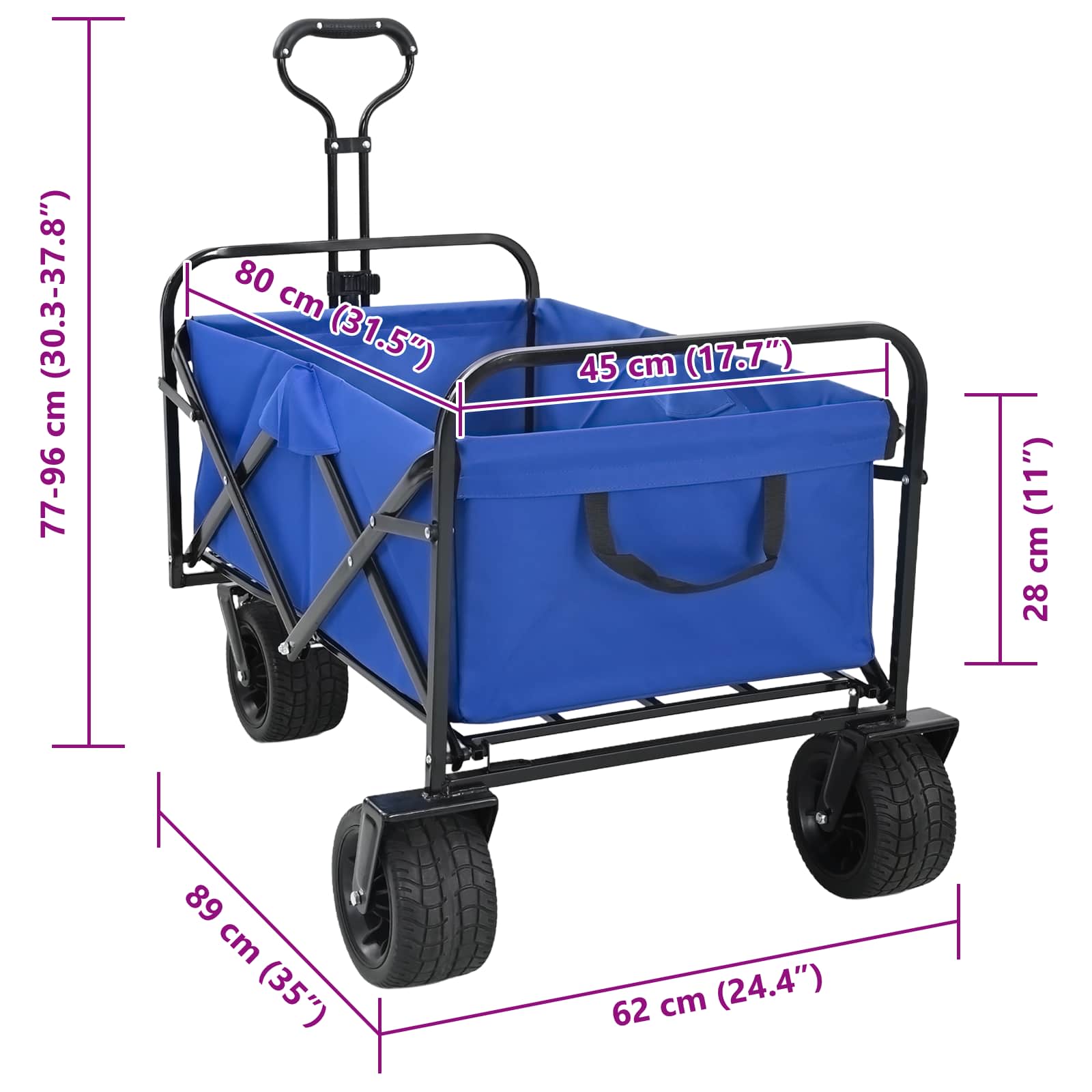 Opvouwbare Wagen Blauw 89 x 63 x 96 cm is nu te koop bij PeponiXL, paradijselijk wonen!