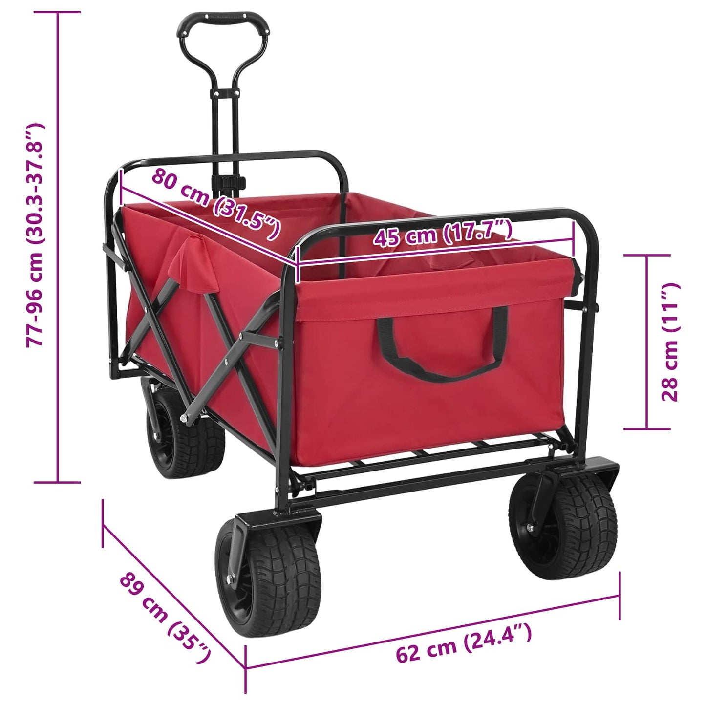 Opvouwbare Wagen Rood 89 x 63 x 96 cm Staal en polyester oxford is nu te koop bij PeponiXL, paradijselijk wonen!