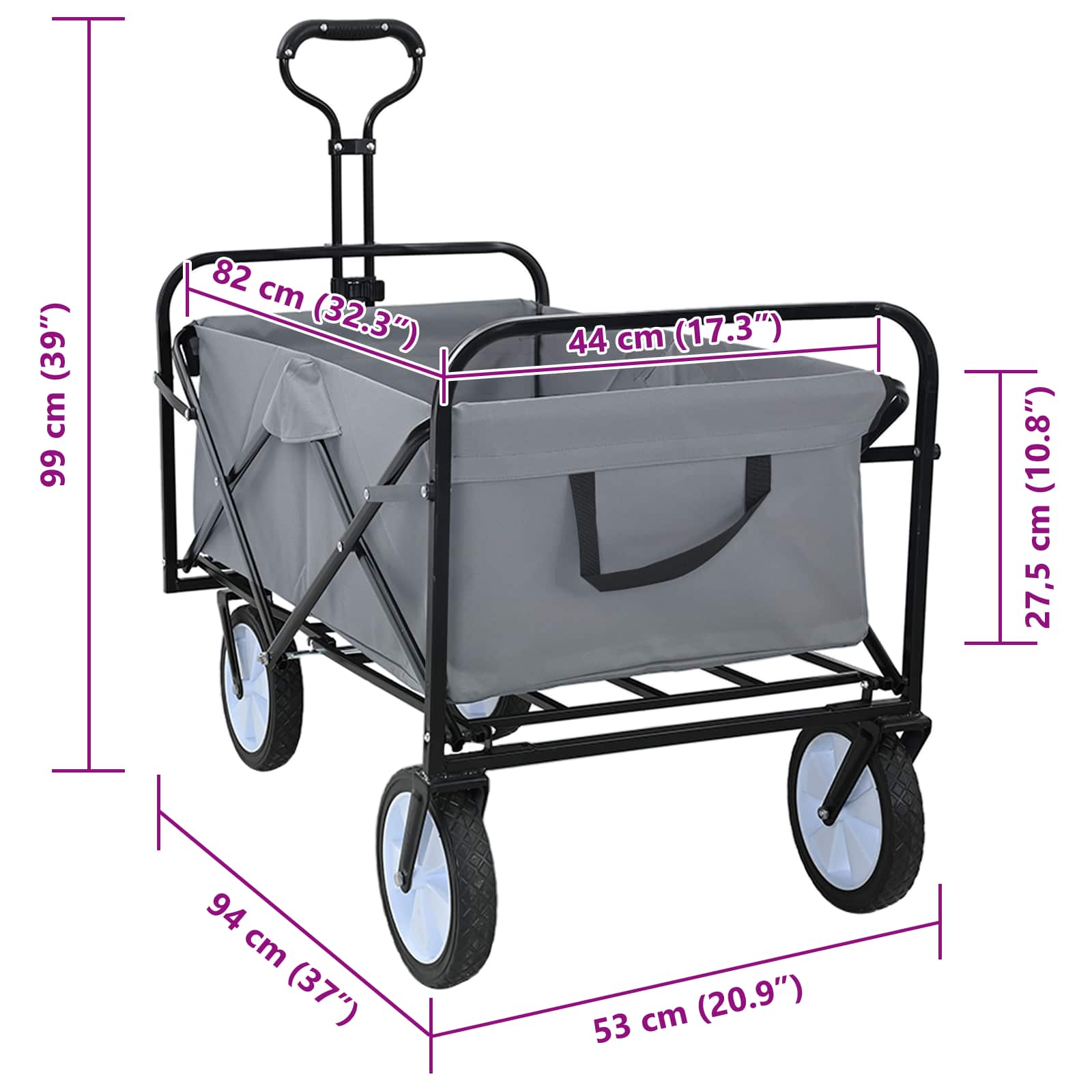 Vouwbare Handtrolley Grijs 94 x 53 x 99 cm Oxford Stof is nu te koop bij PeponiXL, paradijselijk wonen!