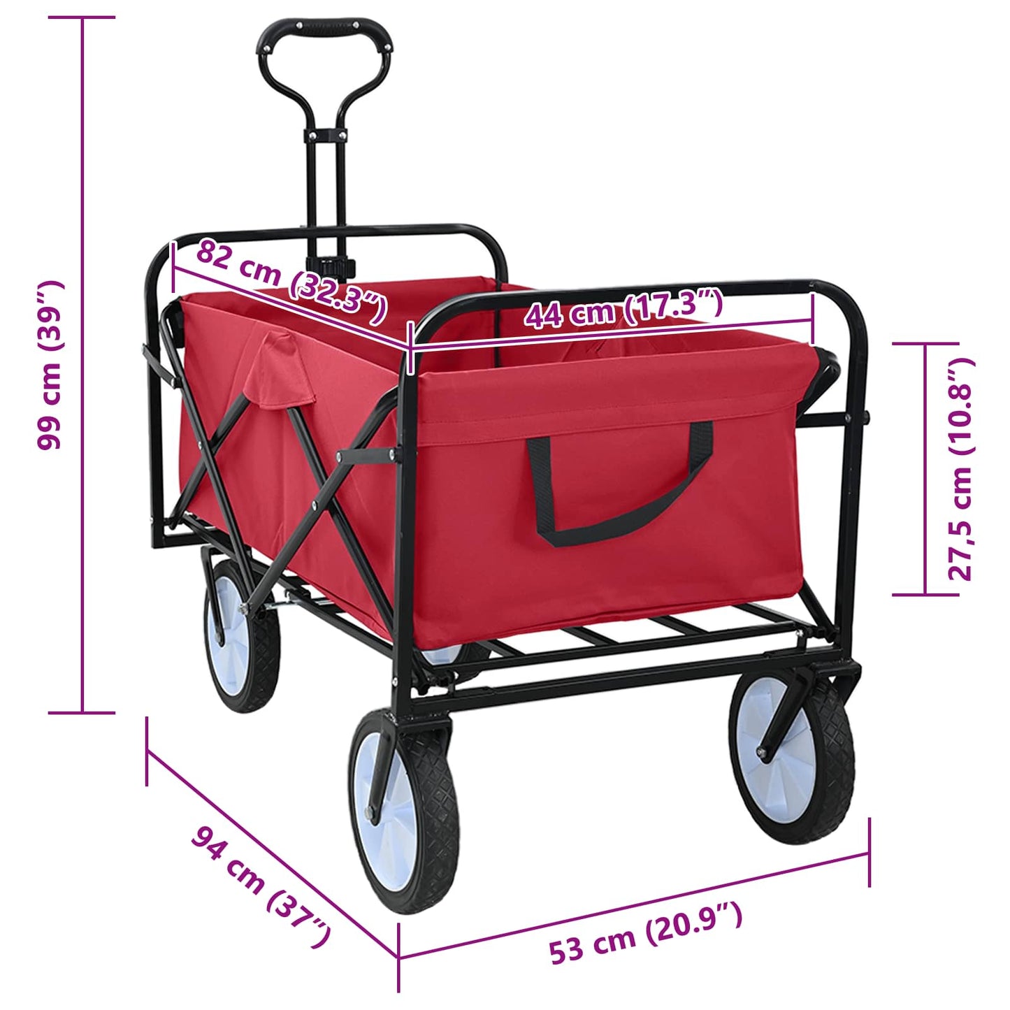 Vouwbare Handtrolley Rood 94 x 53 x 99 cm Oxford Stof is nu te koop bij PeponiXL, paradijselijk wonen!