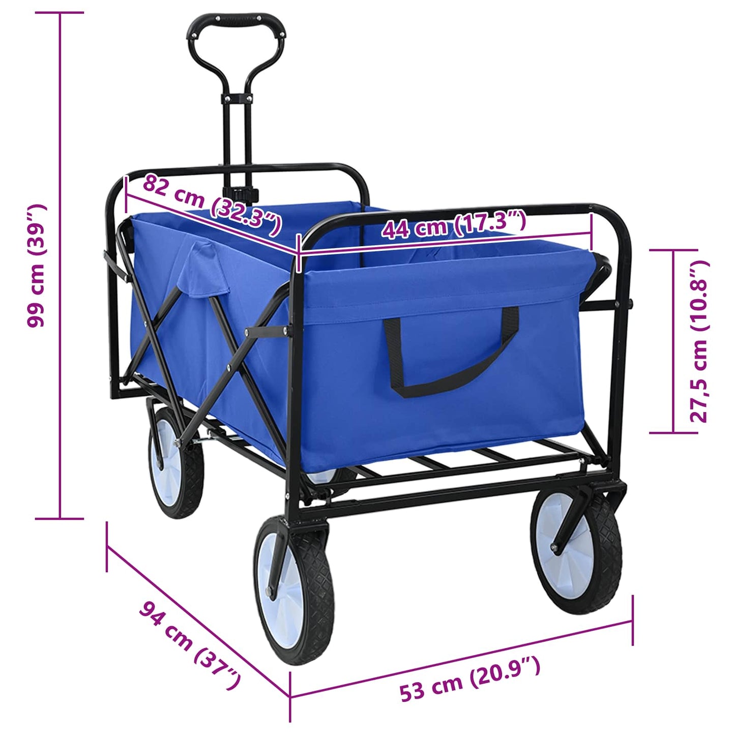 Vouwbare Handtrolley Blauw 94 x 53 x 99 cm Oxford Stof is nu te koop bij PeponiXL, paradijselijk wonen!