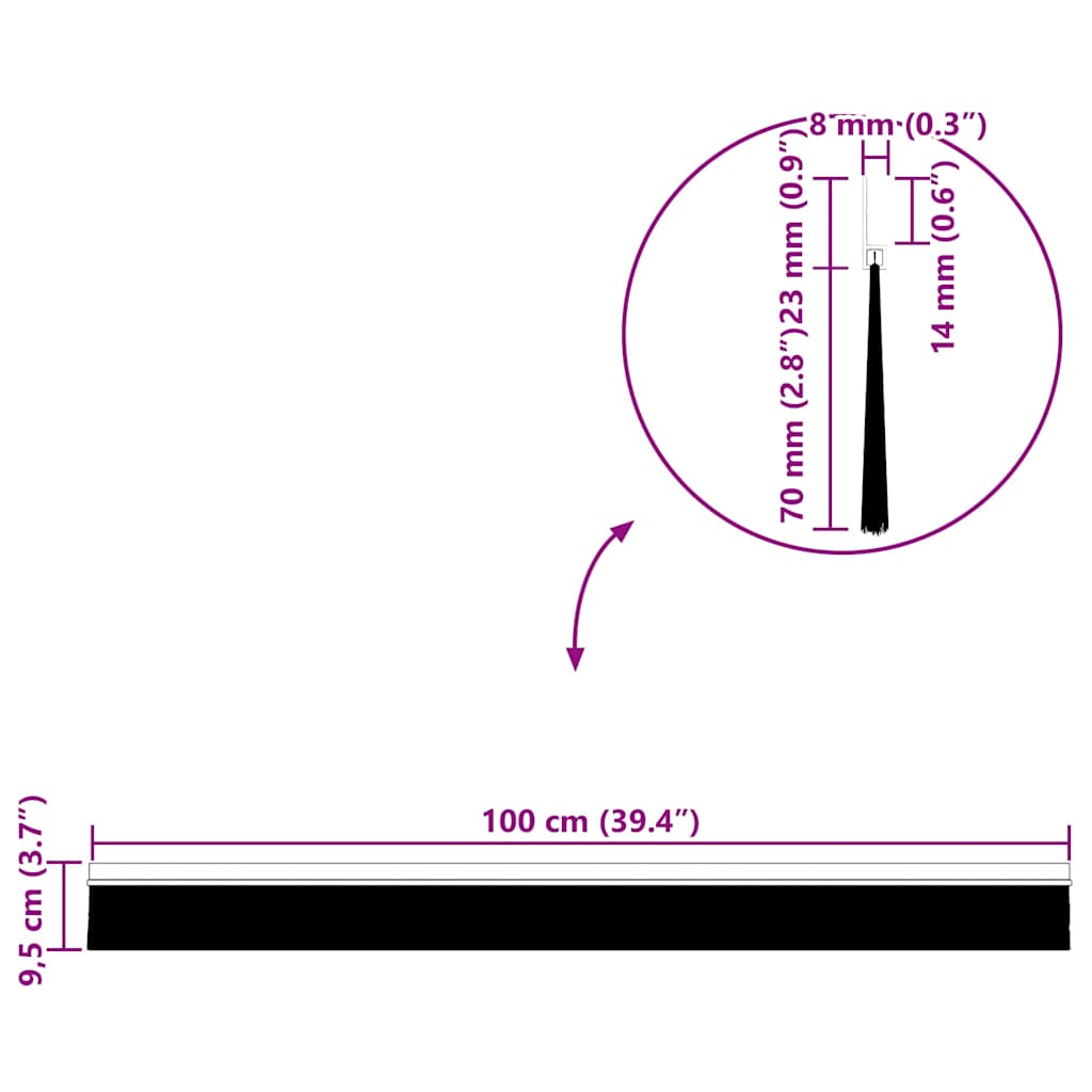 Zelfklevende Deurborstels 6 pcs Wit 100 cm Aluminium Legering is nu te koop bij PeponiXL, paradijselijk wonen!