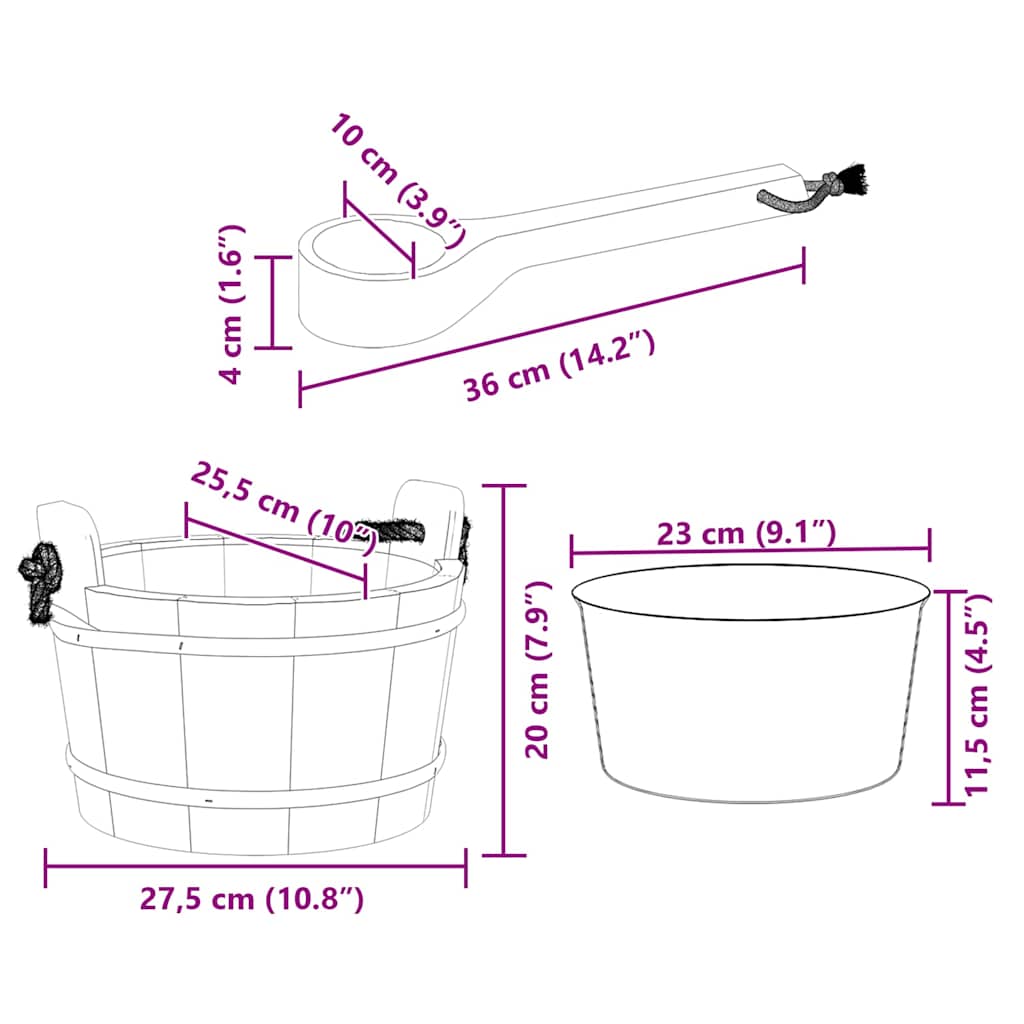 Sauna Emmer 2 pcs Bruin Massief Vurenhout en Hennep is nu te koop bij PeponiXL, paradijselijk wonen!
