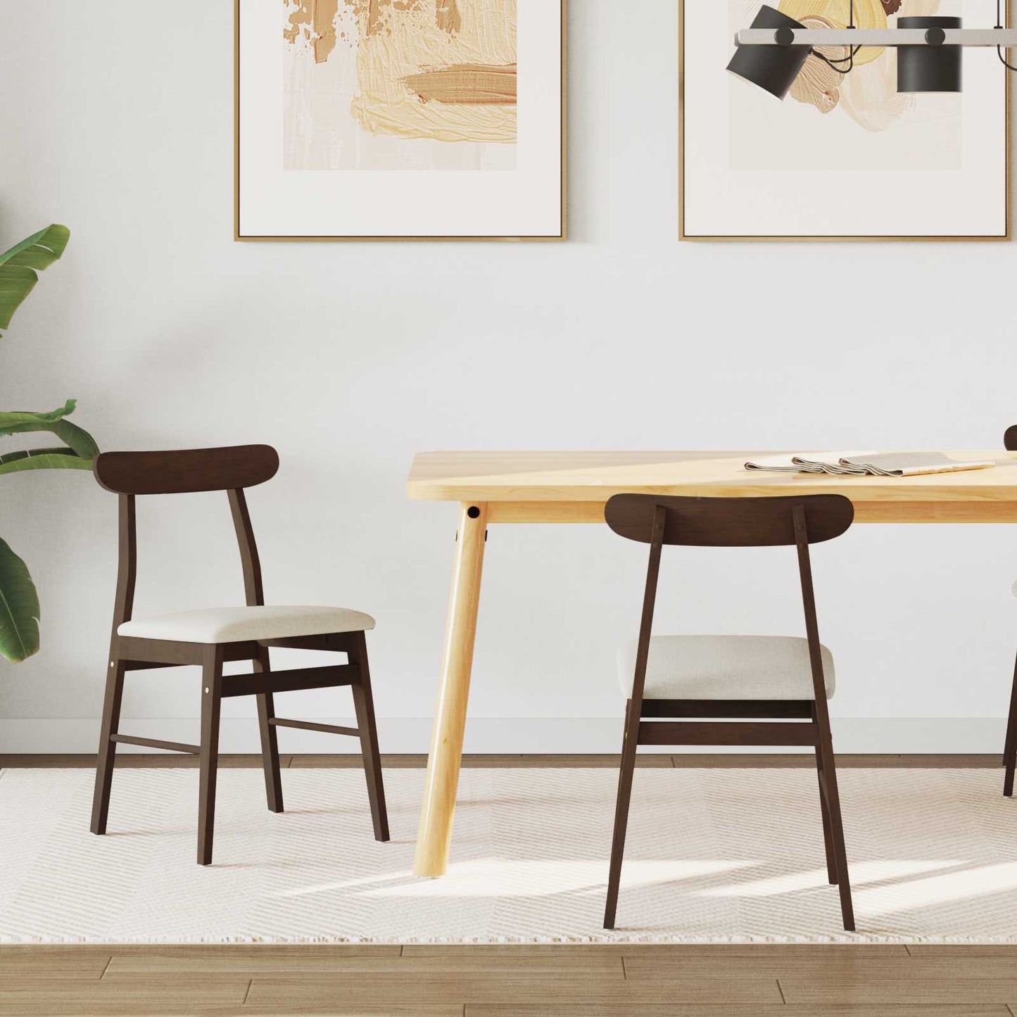 Eetkamerstoel 2 pcs Donkerbruin, Wit Massief Rubberhout is nu te koop bij PeponiXL, paradijselijk wonen!