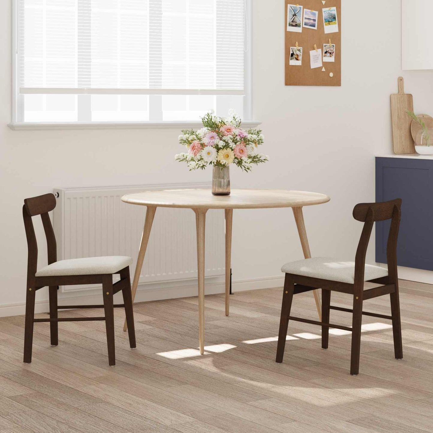 Eetkamerstoel 2 pcs Donkerbruin, Wit Massief Rubberhout is nu te koop bij PeponiXL, paradijselijk wonen!