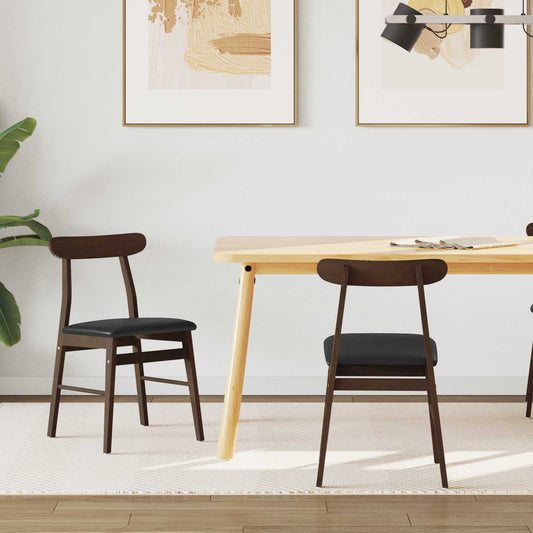 Eetkamerstoel 2 pcs Donkerbruin en Zwart Massief Rubberhout is nu te koop bij PeponiXL, paradijselijk wonen!