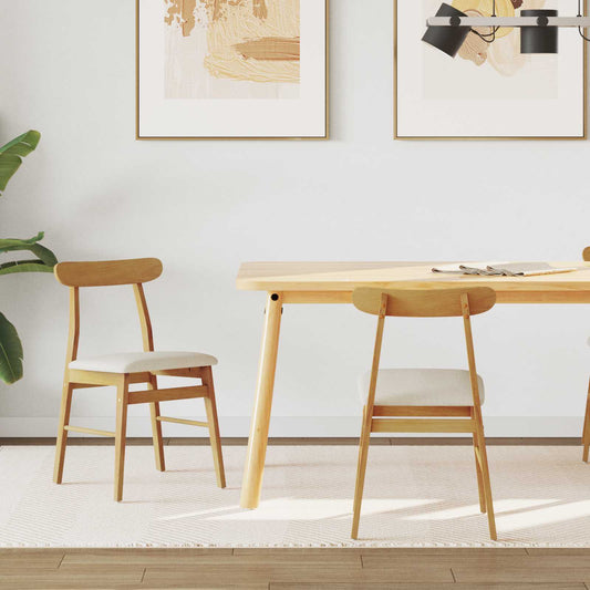 Eetkamerstoel 2 pcs Natuurlijk en Licht Massief Rubberhout is nu te koop bij PeponiXL, paradijselijk wonen!