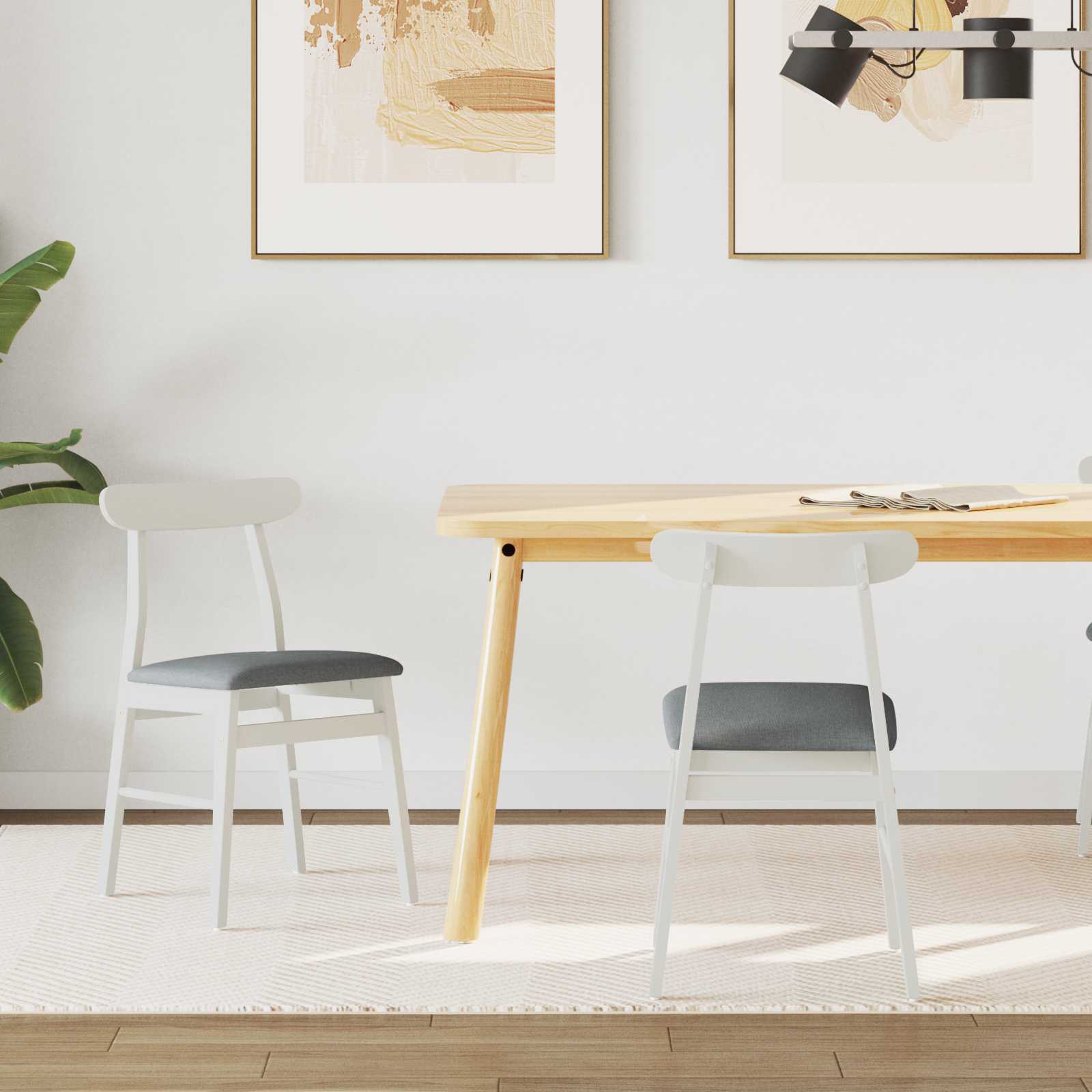 Eetkamerstoel 2 pcs Wit en Grijs Massief Rubberhout is nu te koop bij PeponiXL, paradijselijk wonen!