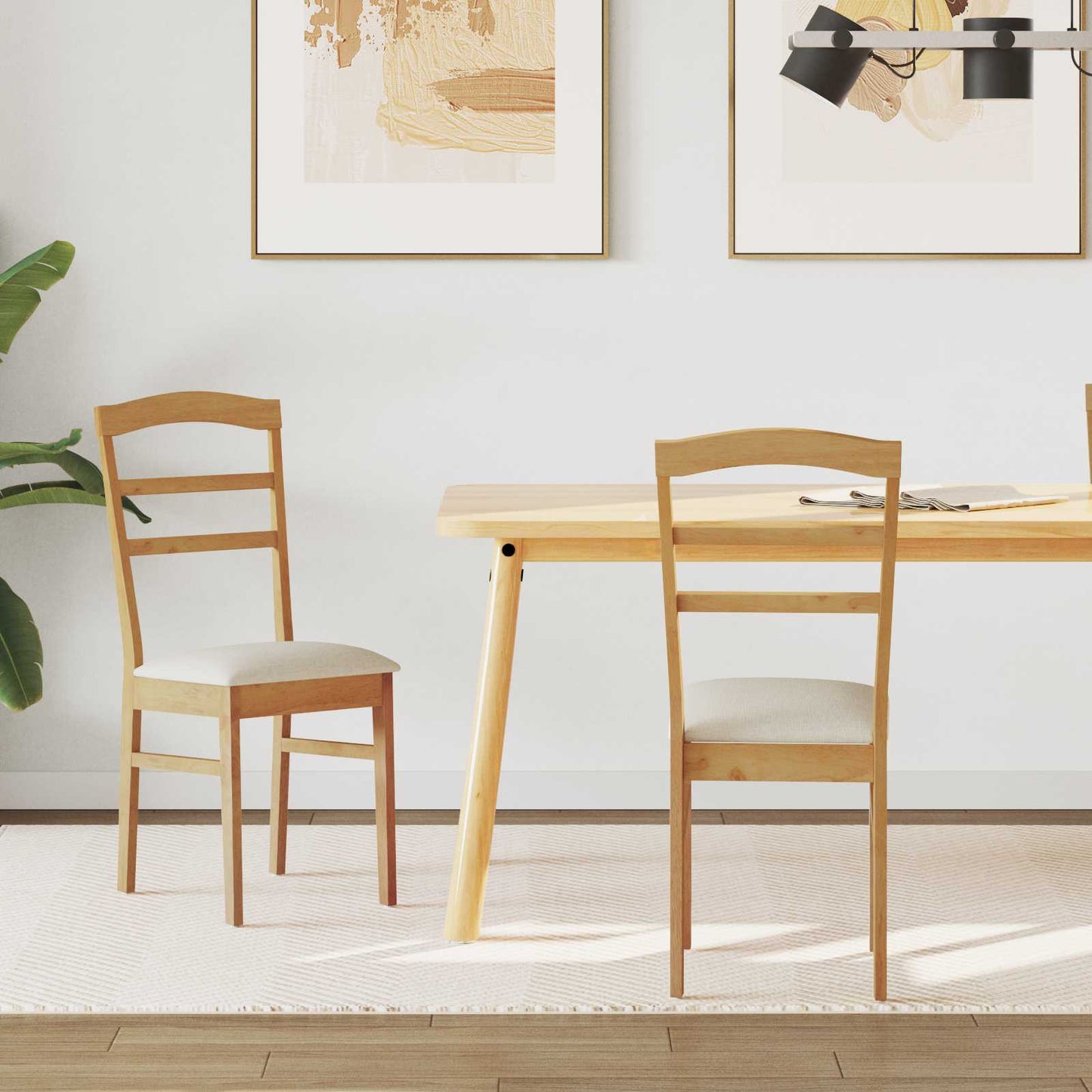 Eetkamerstoel 2 pcs Natuurlijk en Licht Massief Rubberhout is nu te koop bij PeponiXL, paradijselijk wonen!