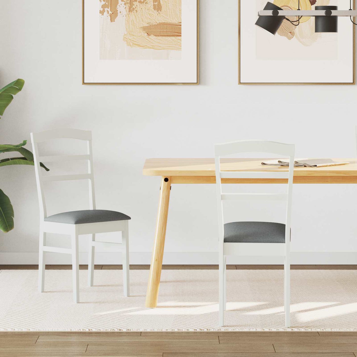 Eetkamerstoel 2 pcs Wit en Grijs Massief Rubberhout is nu te koop bij PeponiXL, paradijselijk wonen!