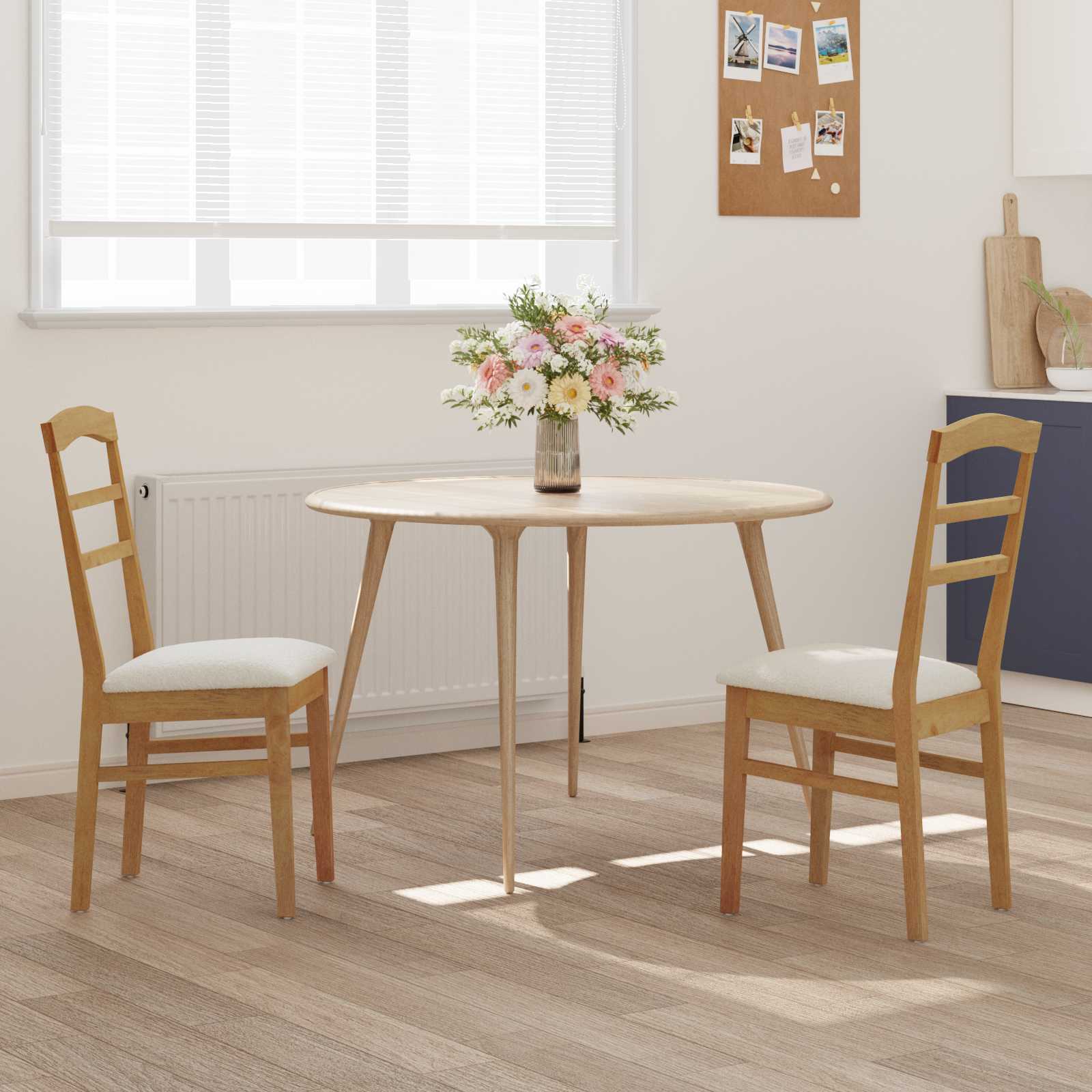 Eetkamerstoel 2 pcs Natuurlijk en Licht Massief Rubberhout is nu te koop bij PeponiXL, paradijselijk wonen!
