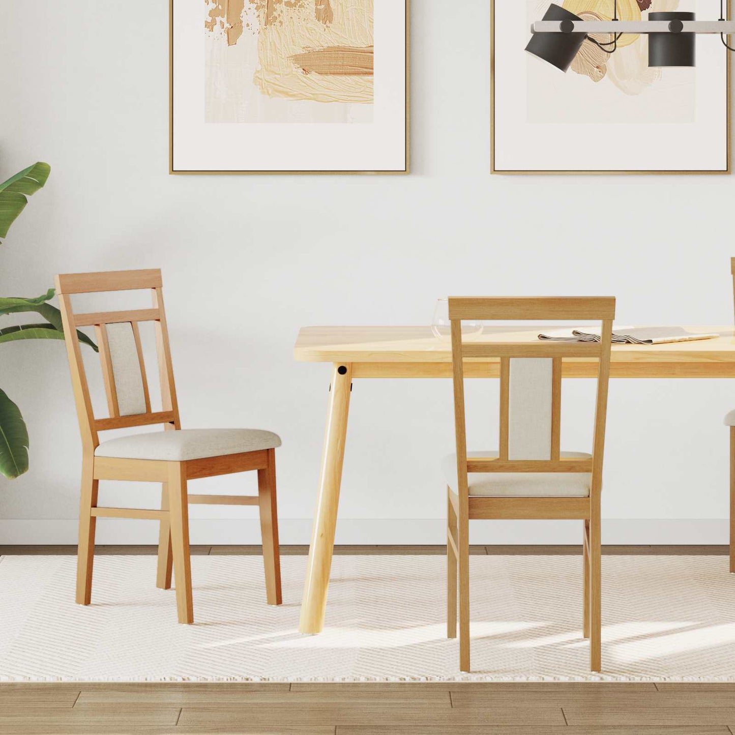 Eetkamerstoel 2 pcs Natuurlijk en Licht Massief Rubberhout is nu te koop bij PeponiXL, paradijselijk wonen!