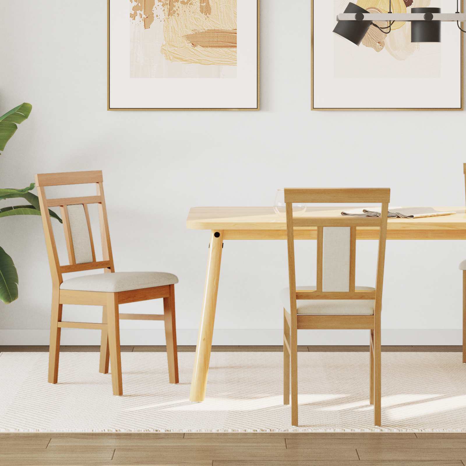 Eetkamerstoel 2 pcs Natuurlijk en Licht Massief Rubberhout is nu te koop bij PeponiXL, paradijselijk wonen!