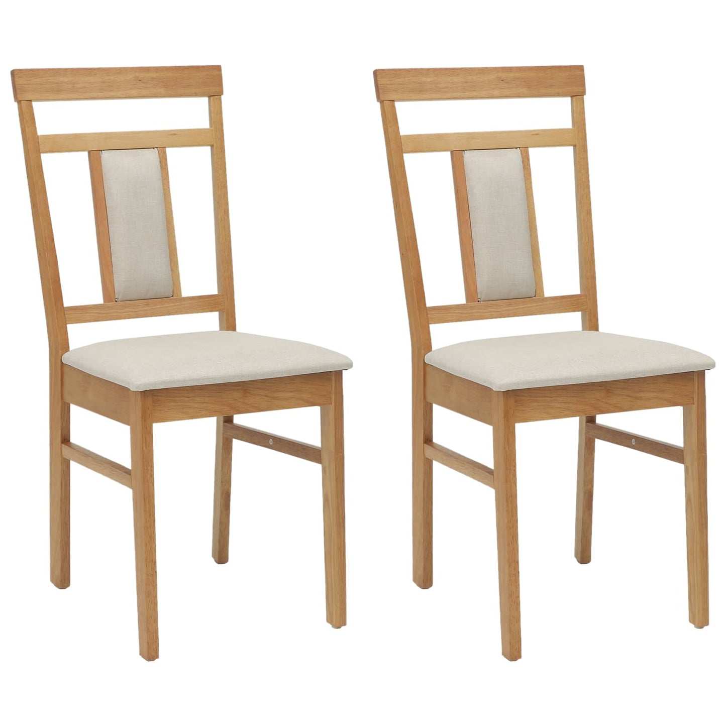 Eetkamerstoel 2 pcs Natuurlijk en Licht Massief Rubberhout is nu te koop bij PeponiXL, paradijselijk wonen!