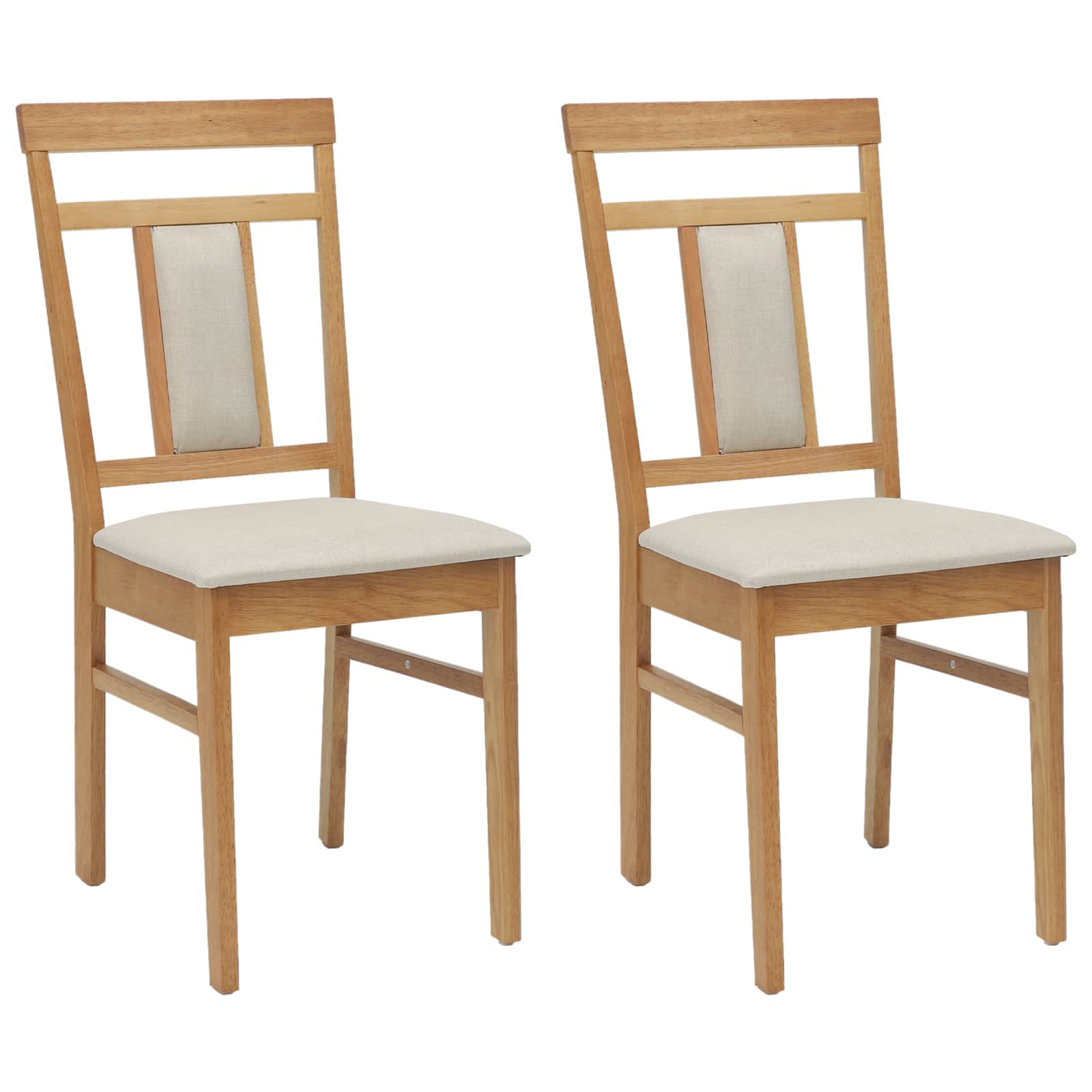 Eetkamerstoel 2 pcs Natuurlijk en Licht Massief Rubberhout is nu te koop bij PeponiXL, paradijselijk wonen!