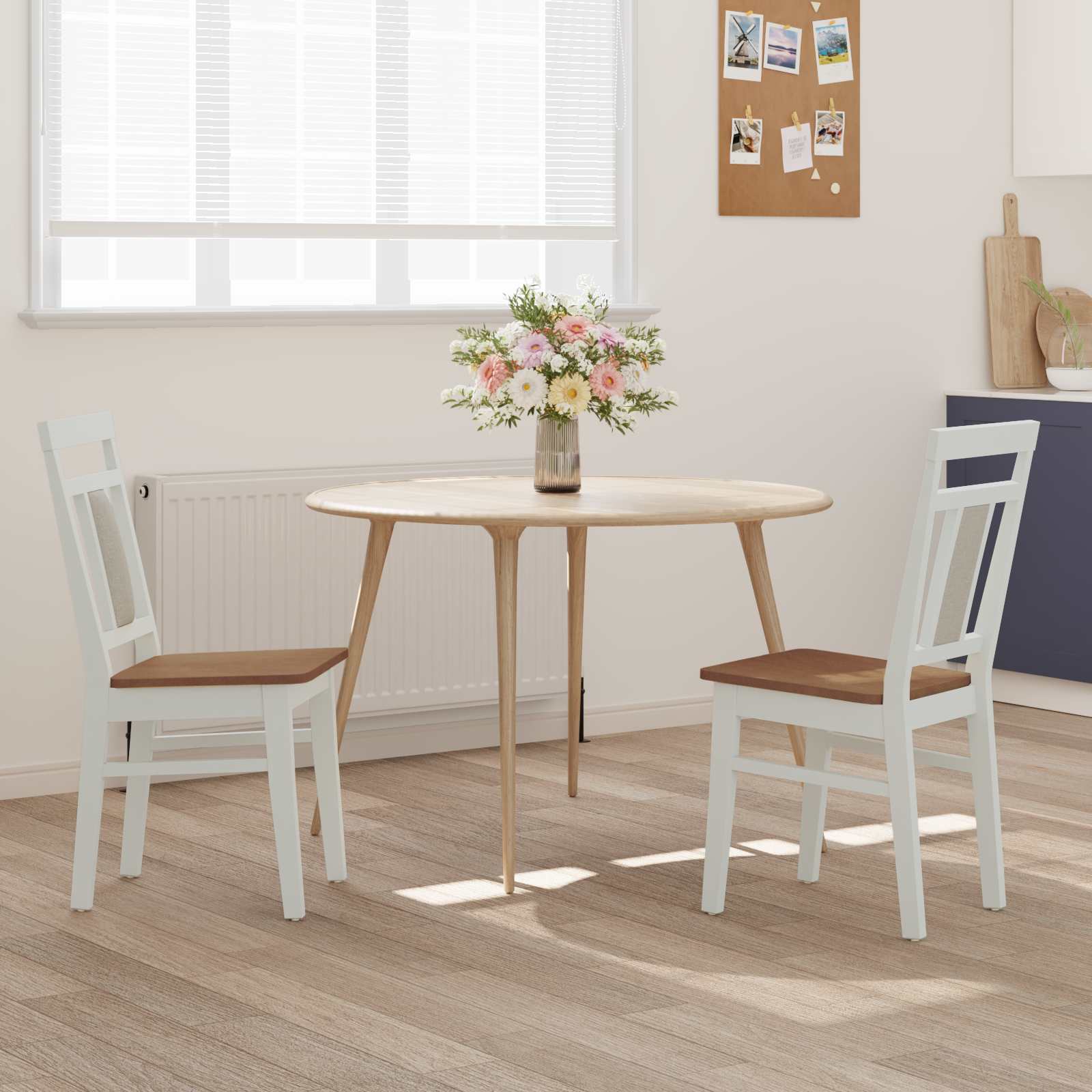 Eetkamerstoel 2 pcs Wit en Natuurlijk Massief Rubberhout is nu te koop bij PeponiXL, paradijselijk wonen!