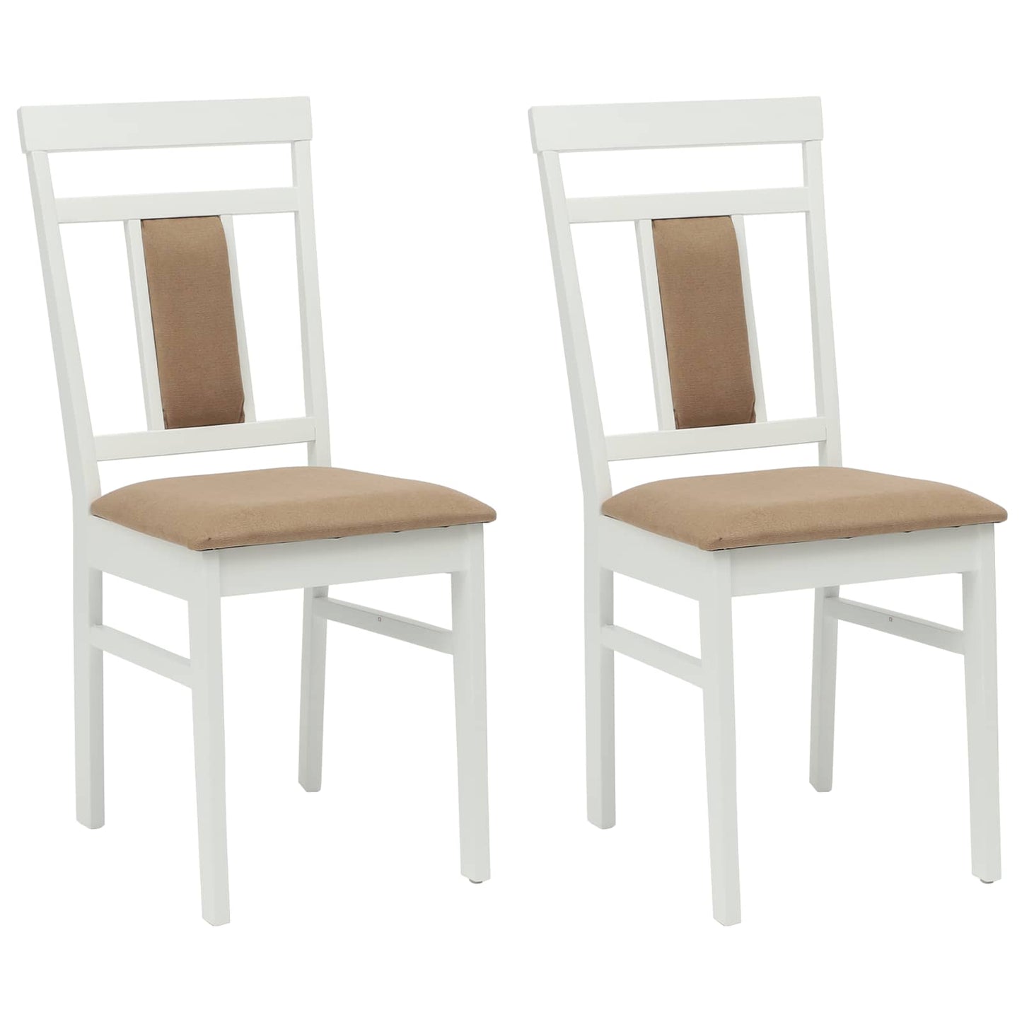 Eetkamerstoel 2 pcs Wit en Bruin Massief Rubberhout is nu te koop bij PeponiXL, paradijselijk wonen!