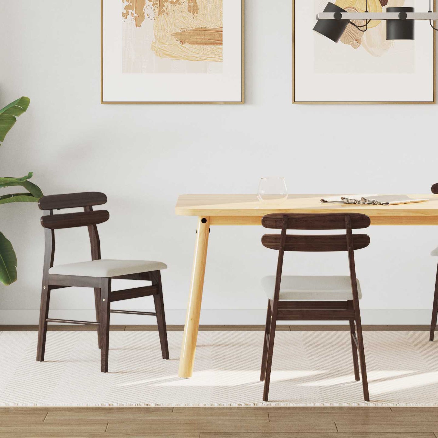 Eetkamerstoel 2 pcs Lichtbruin en Licht Massief Rubberhout is nu te koop bij PeponiXL, paradijselijk wonen!